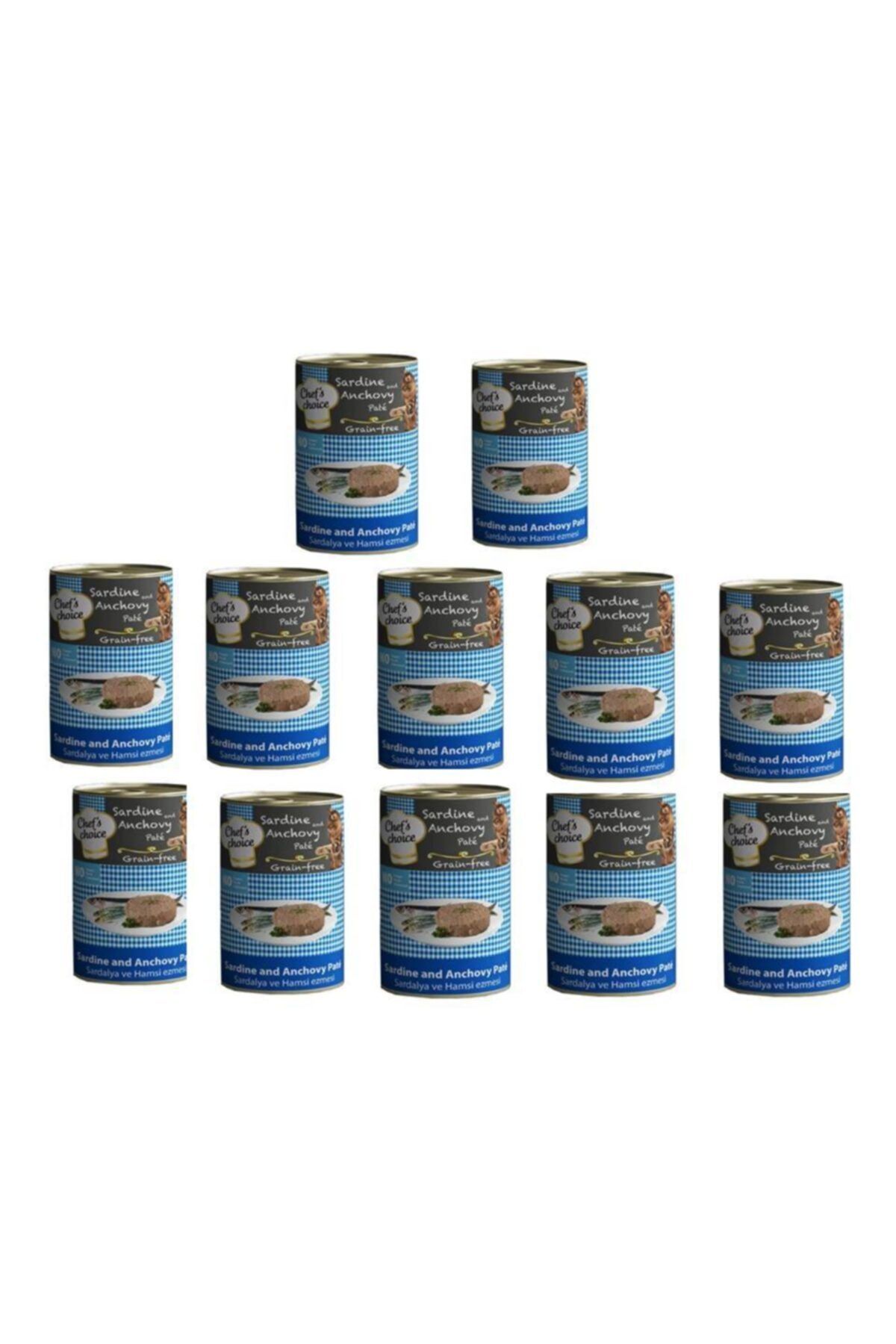 Chef's Choise Chefs Choice Kıyılmış Sardalyalı Ve Hamsili Tahılsız Yetişkin Kedi Konservesi 400 gr x12 Adet