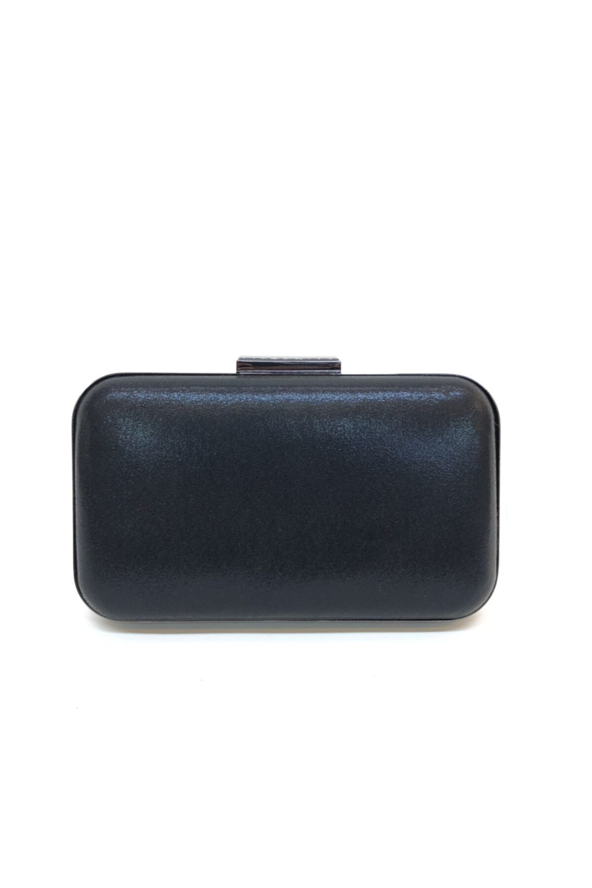 womenacs Kadın Siyah Sıvama Desenli Abiye Portföy Clutch Çanta