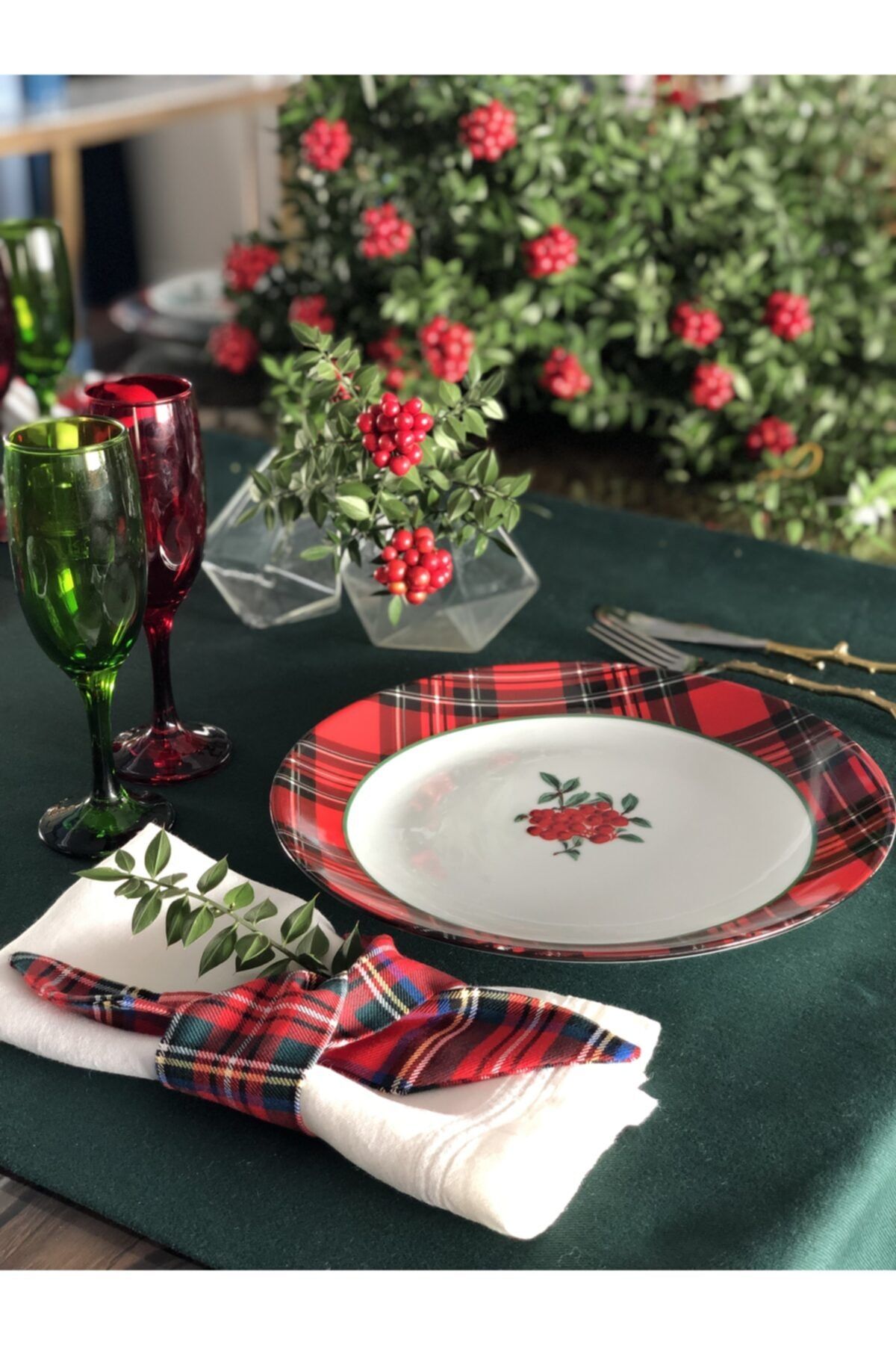 FernCo Redberry Collection Büyük Boy Porselen Yemek Tabak