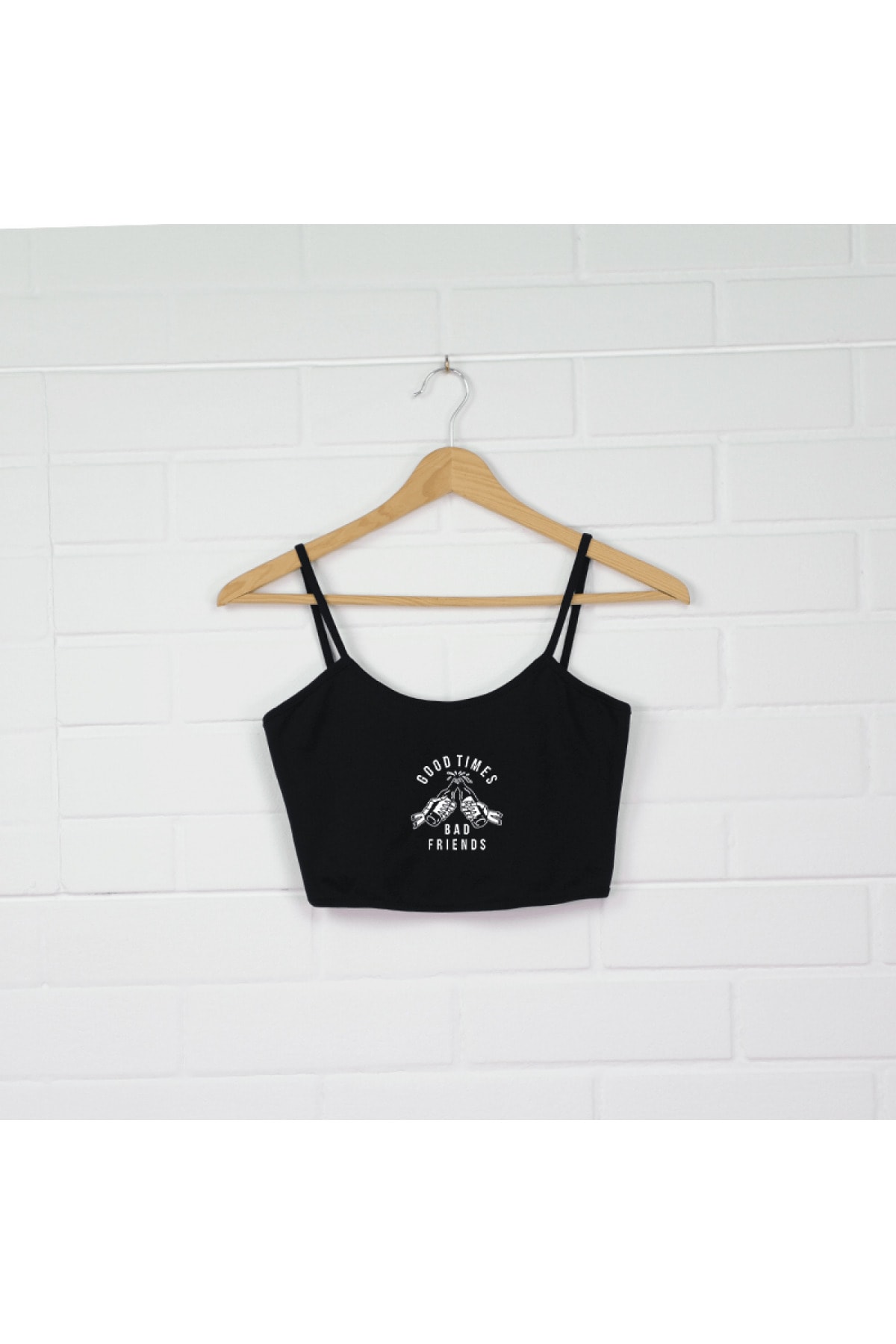 Shout Kadın Siyah Good Times Baskılı Crop Top