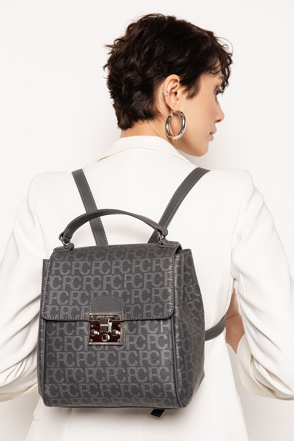 Pierre Cardin Gri Alfabe Sırt Çantası 05PO16K1395