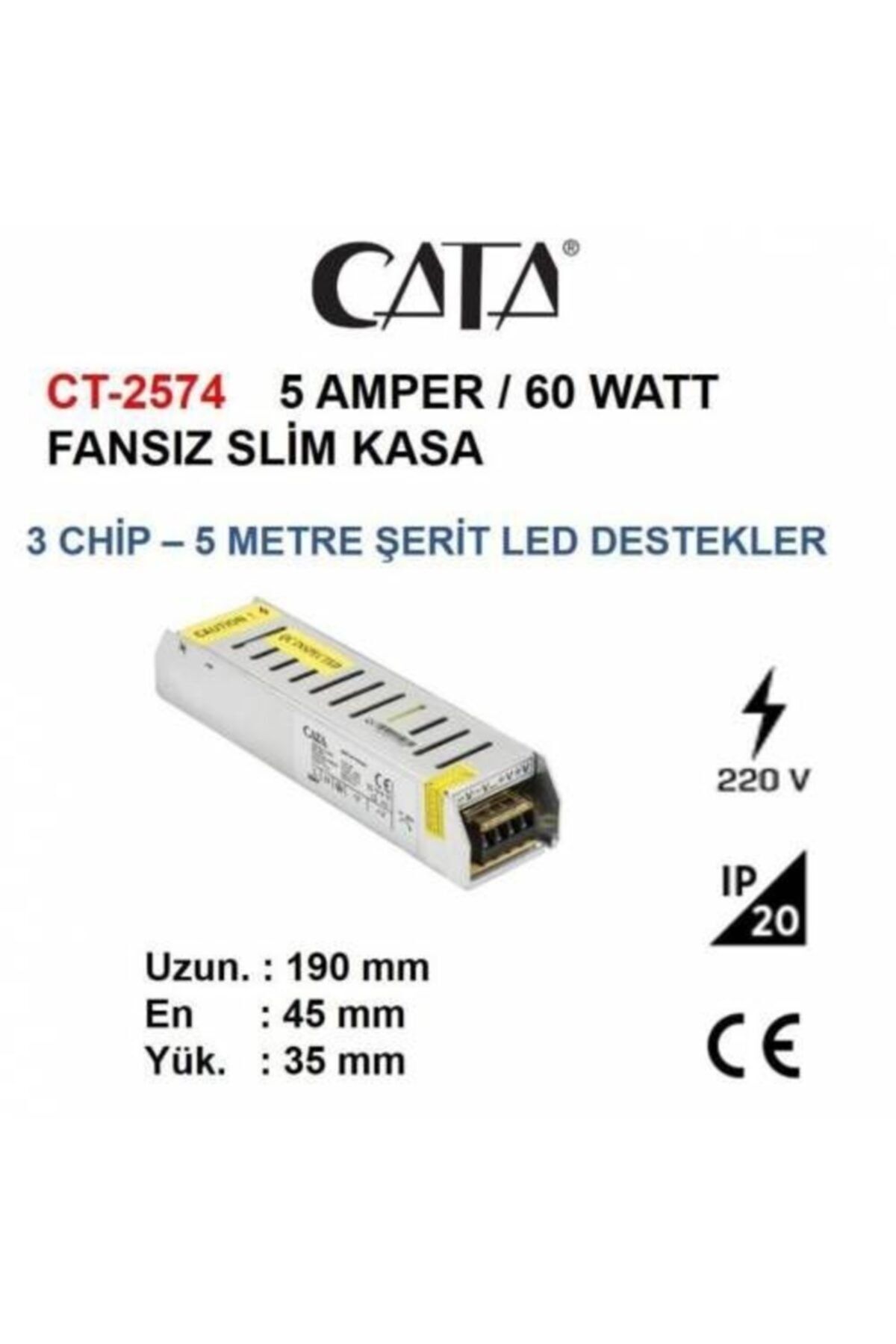 cata ct 2574 5 amper 60 watt serit led trafosu adaptoru metal govde 1 kalite fiyati yorumlari trendyol