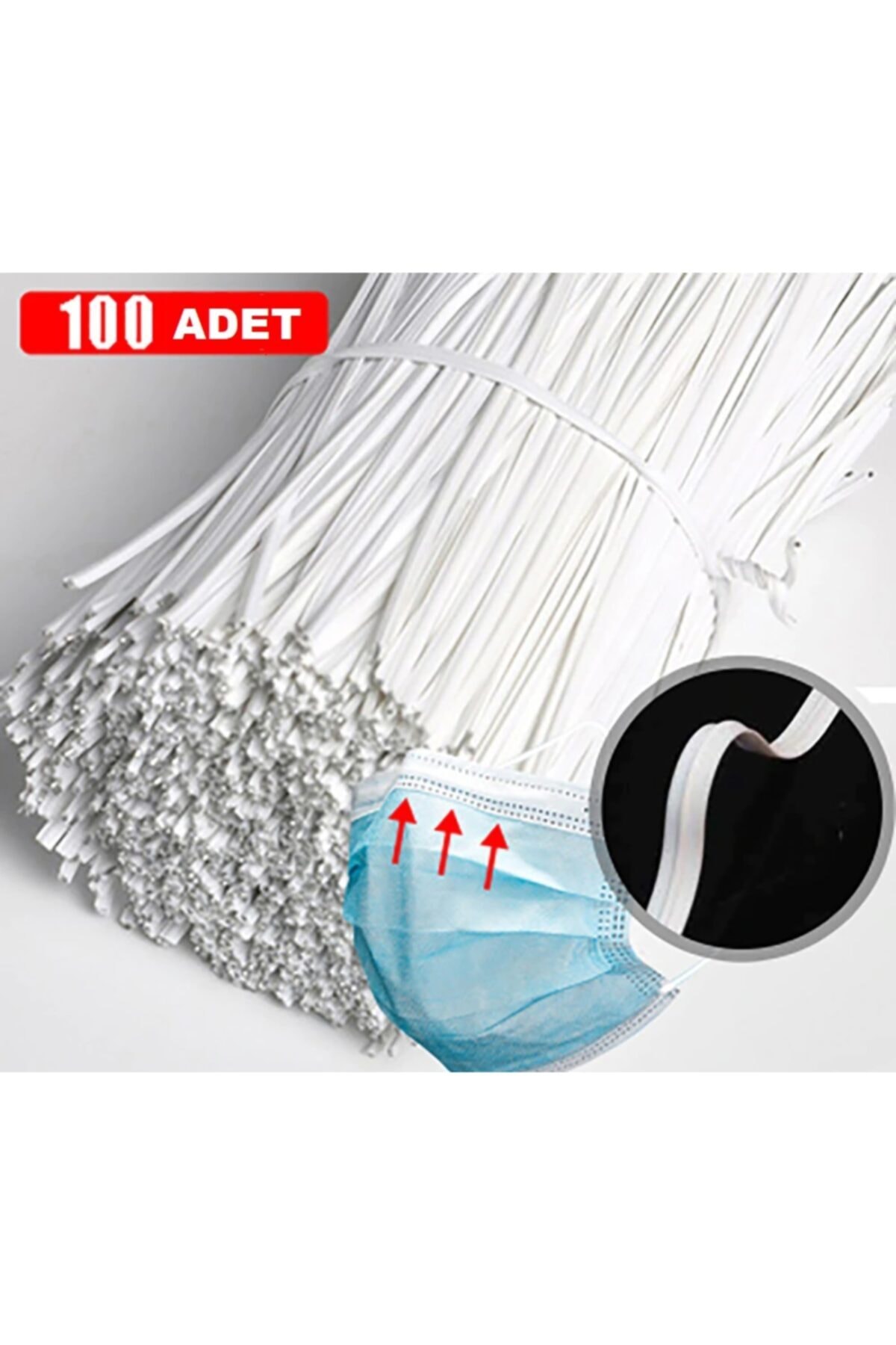 GMG Maske Teli 100 Adet Orjinal Paslanmaz Galvaniz 9 Cm Burun Klipsi