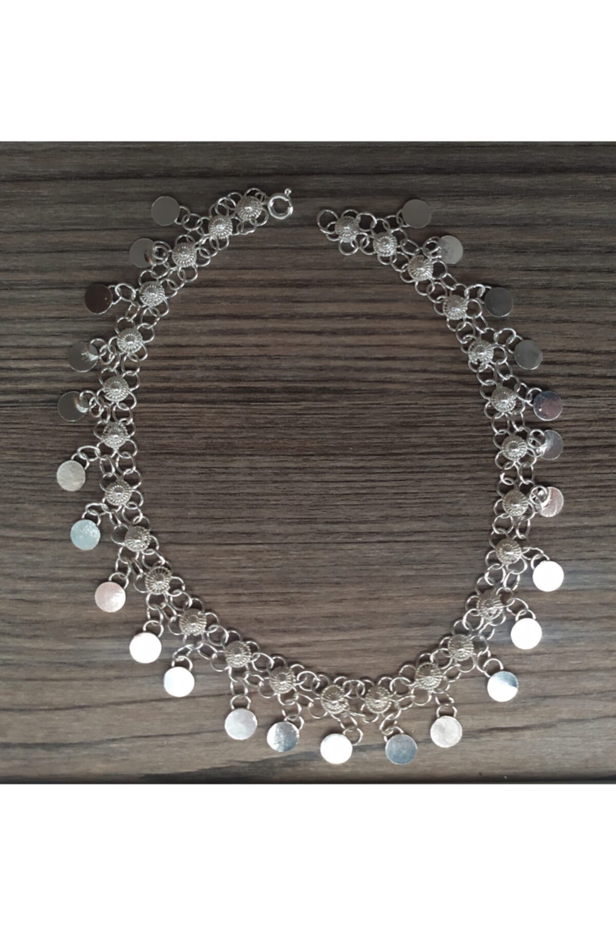 bigakan Kadın Gümüş Sallantılı Pullu Halhal