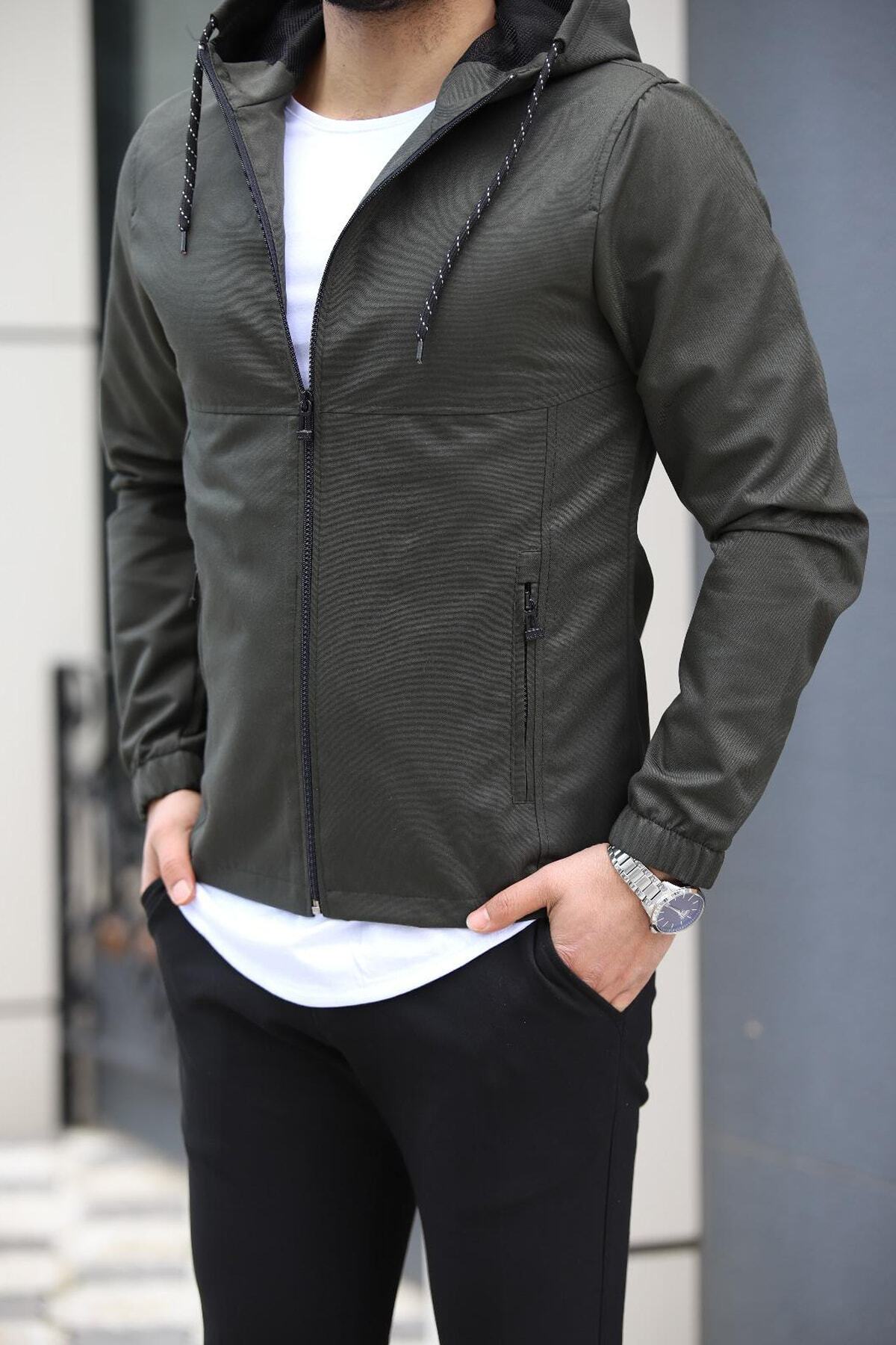 DENSMOOD Desenli Düz Renk Slim Fit Yağmurluk