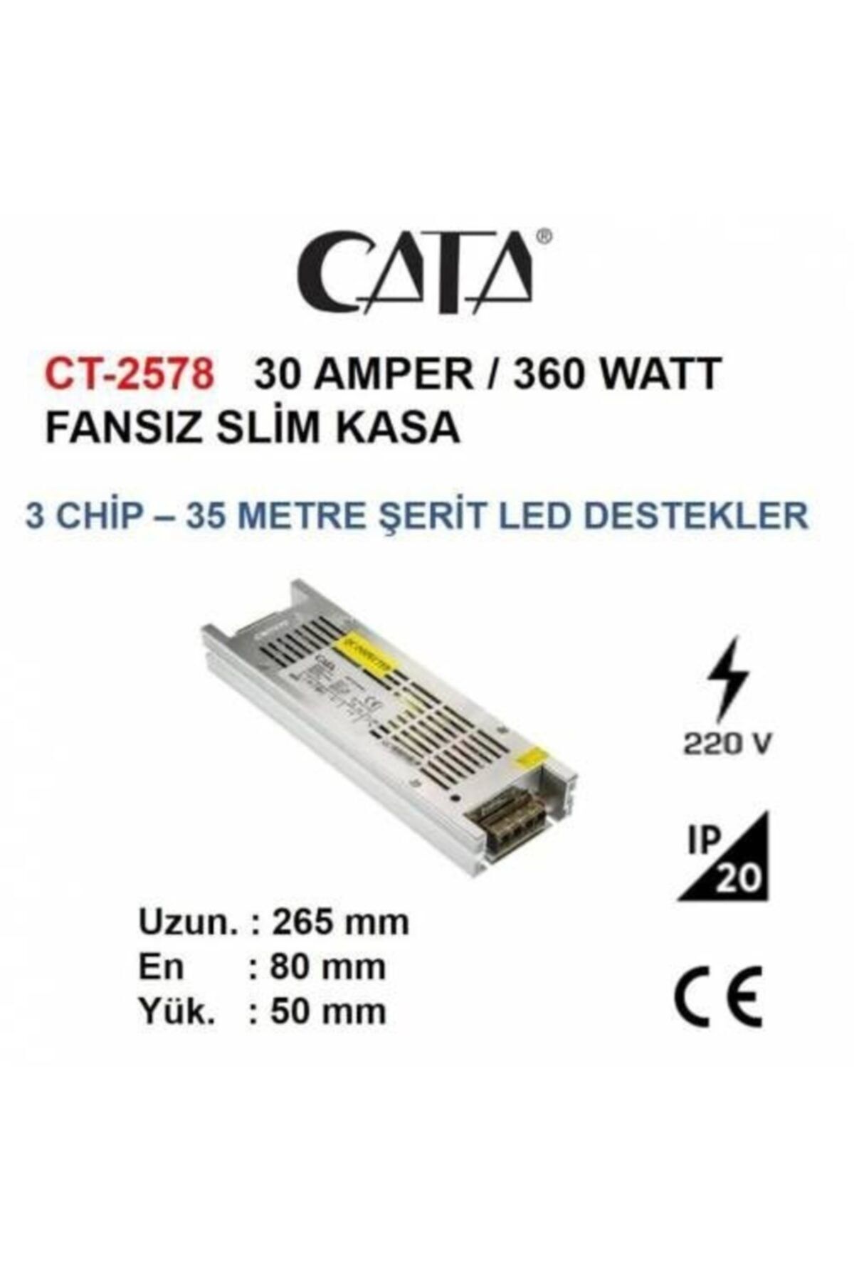 cata ct 2578 30 amper 360 watt ultra slim serit led trafosu adaptoru metal govde 1 kalite fiyati yorumlari trendyol
