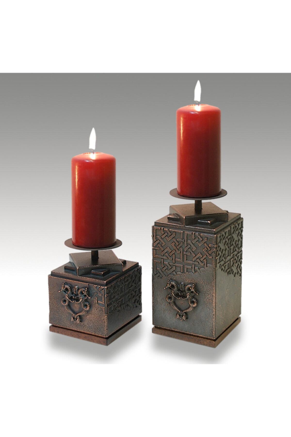 Matrak Sanat Ikiz Ejderli Şamdan Seti