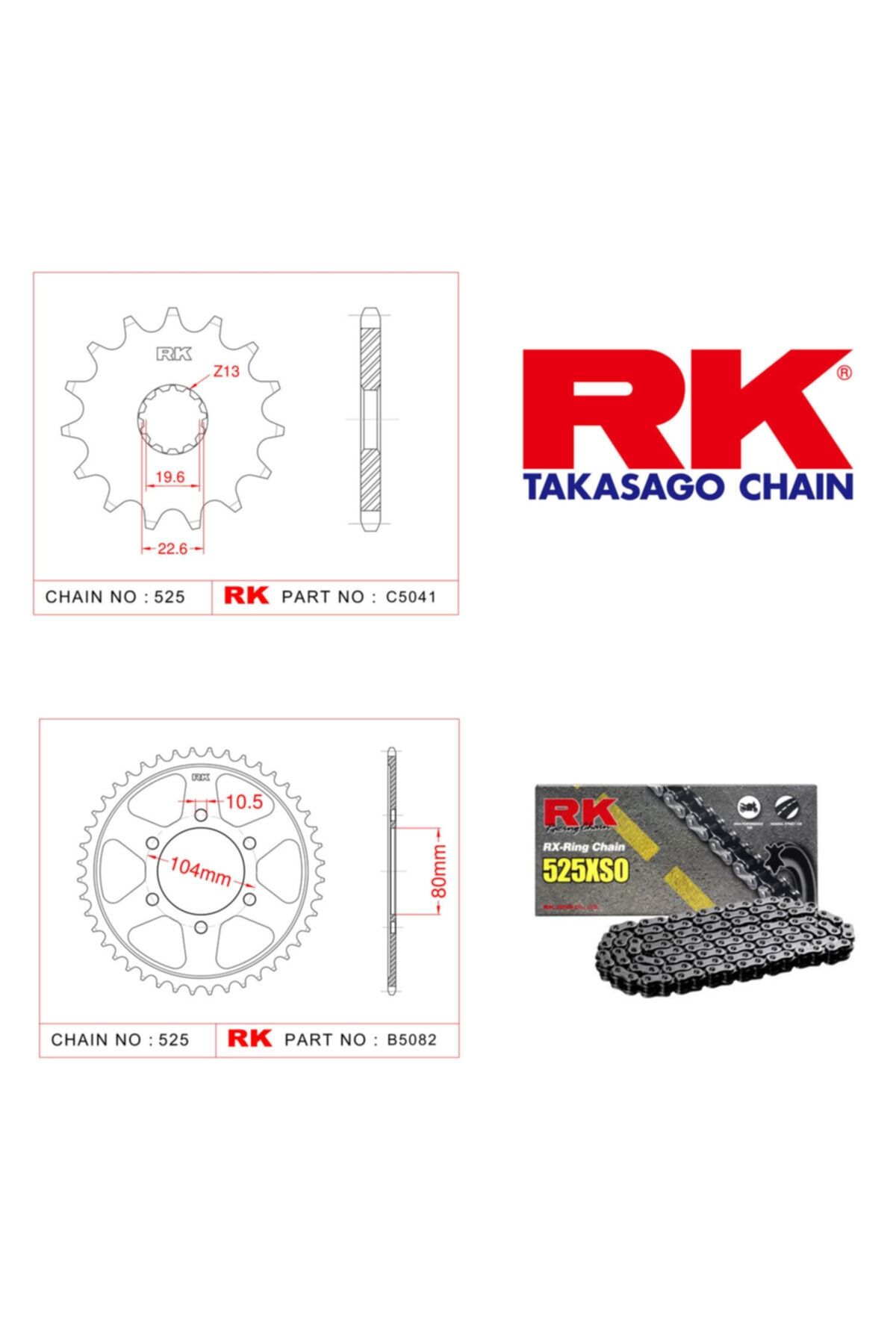 RK Kawasaki Zx 10 R Nınja Abs X-ring Zincir Dişli Set 525 Xso 17/39t(2016-2018)