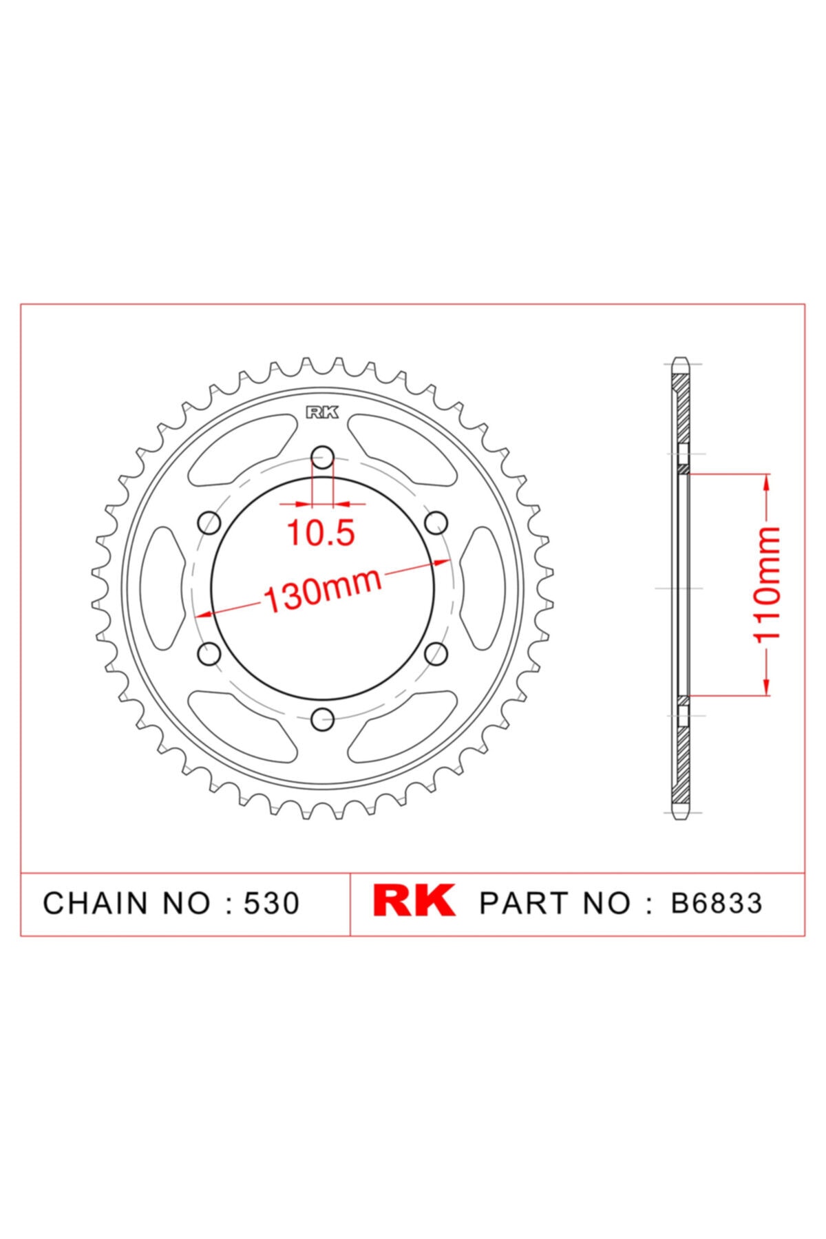 RK Yamaha Fz 6 Fazer S2 Abs Çelik Aa Dişli B6833-46 (2007-2009)