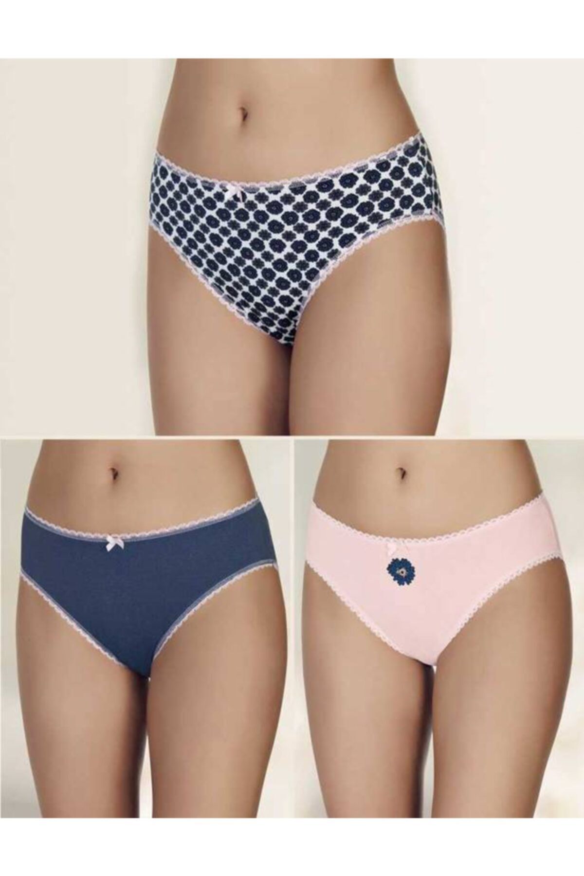 Şahinler Kadın Çok Renkli Baskılı Pamuklu Slip 3'lü Ekonomik Paket Mb3064