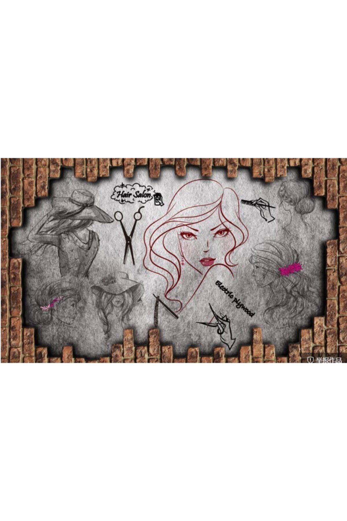 Renkli Duvarlar Bayan Tuğla Desenli Gri Arka Plan Güzellik Salonu Wallpaper Özel Tasarım Duvar Kağıdı 5.00x2.70
