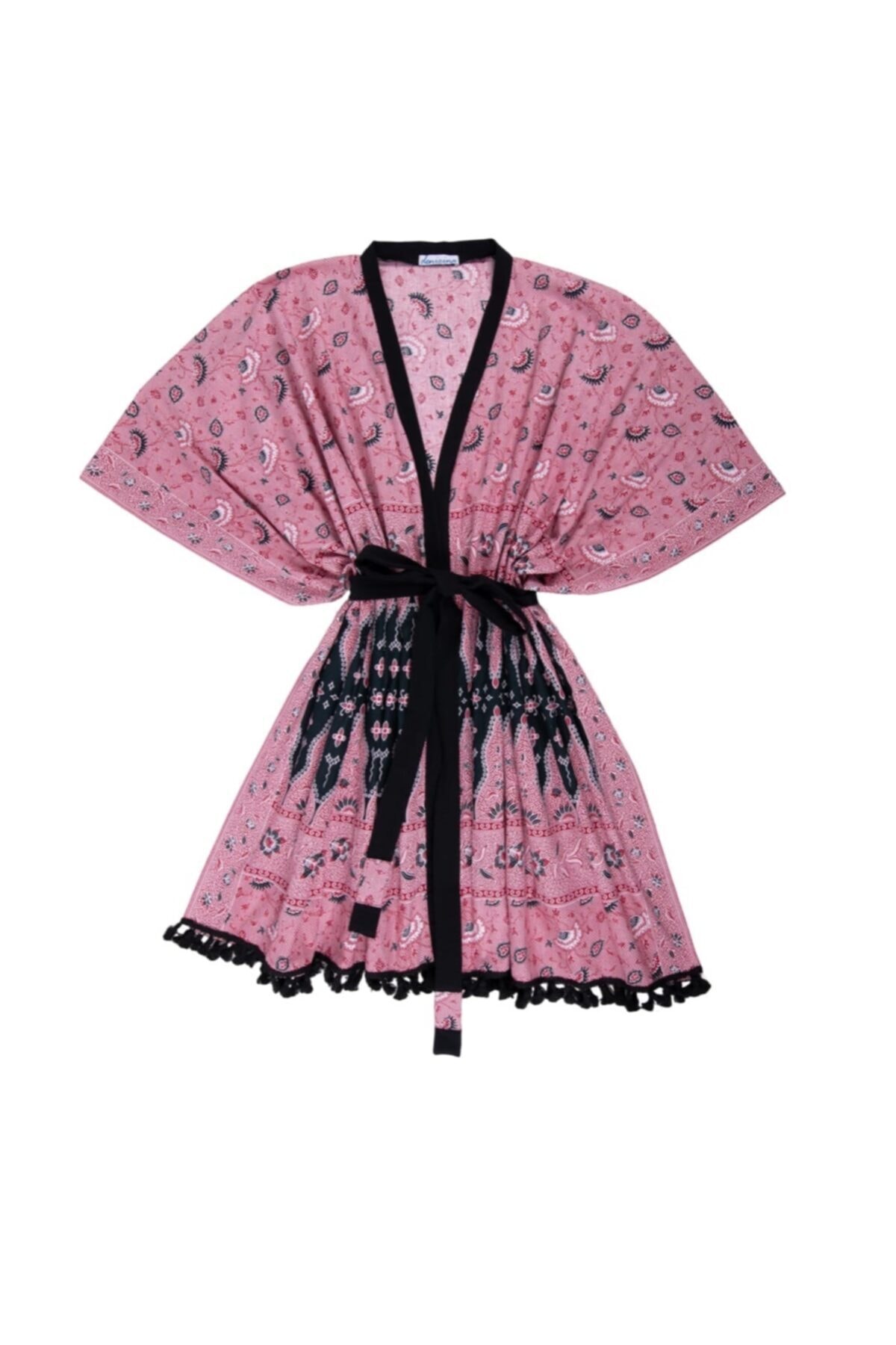MEdesigns & Co Kadın Pembe Kemerli Kimono