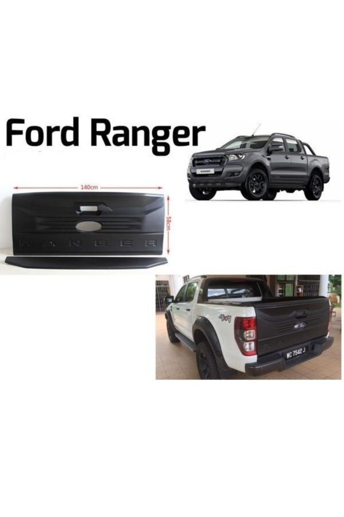 Sentinel Ford Ranger Arka Bagaj Kaplama Plastik Bütün 2016+ T7
