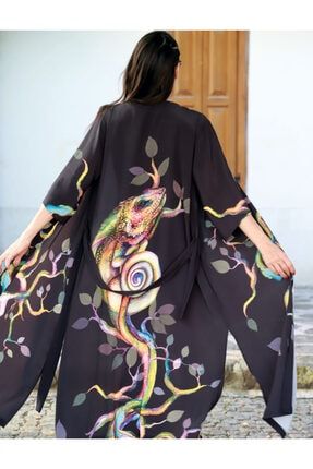 Batik Desenli Lyocell Kimono Mavi Erkek H M Tr