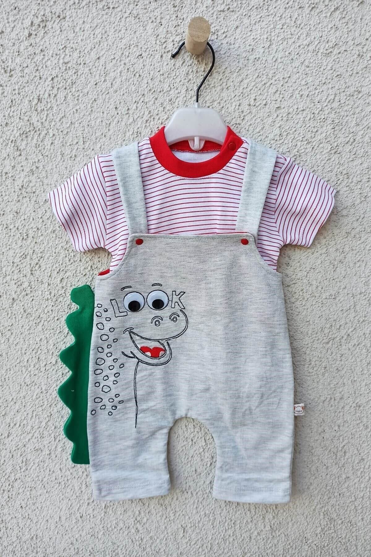 Minisse Erkek Bebek Kırmızı Look Oynayan Göz 2'li Tulum Seti 3-6-9 Ay