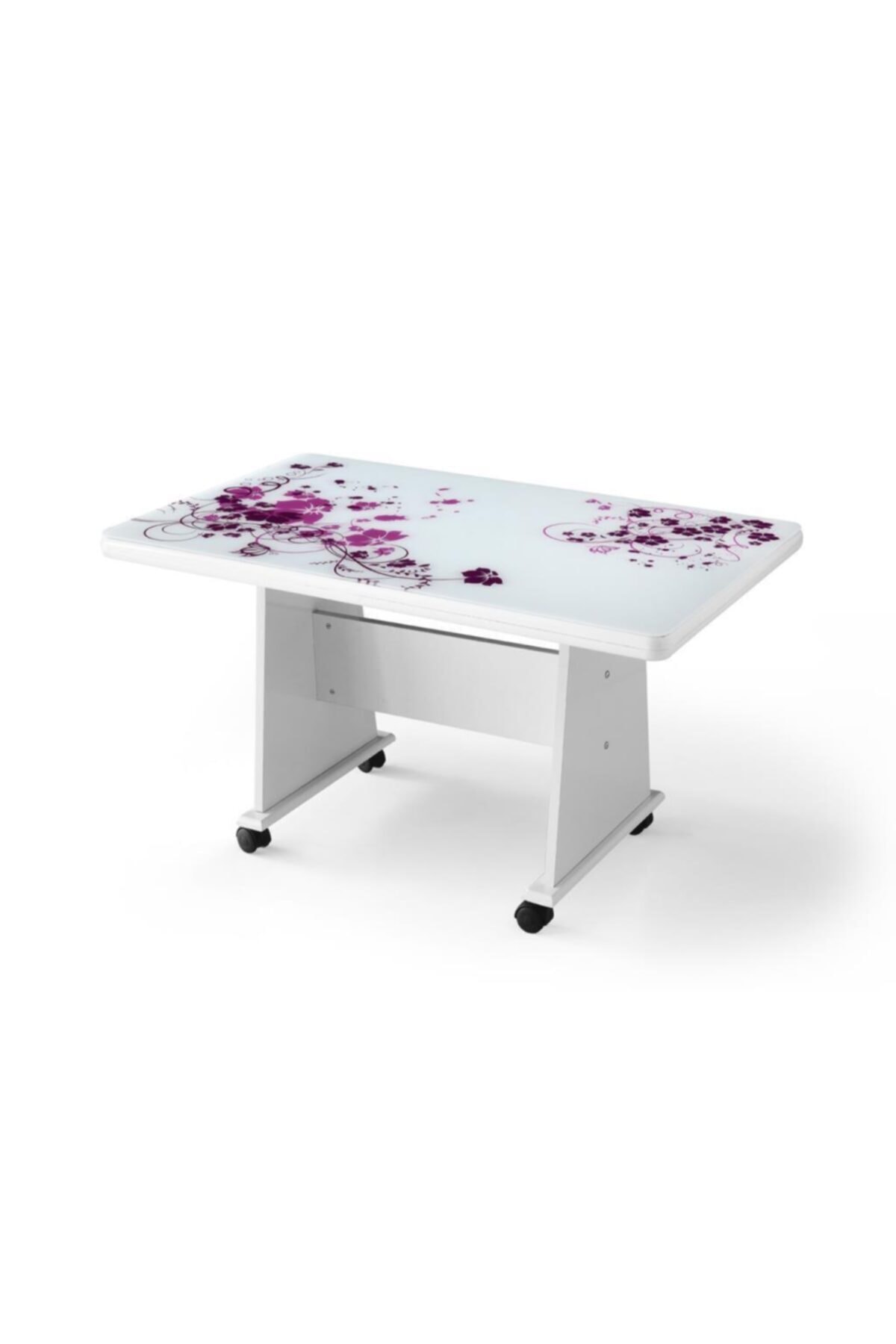 SİVAS GÖZDE MOBİLYA Ekonomik Tekerlekli Camlı Orta Sehpa 103x63x60 cm