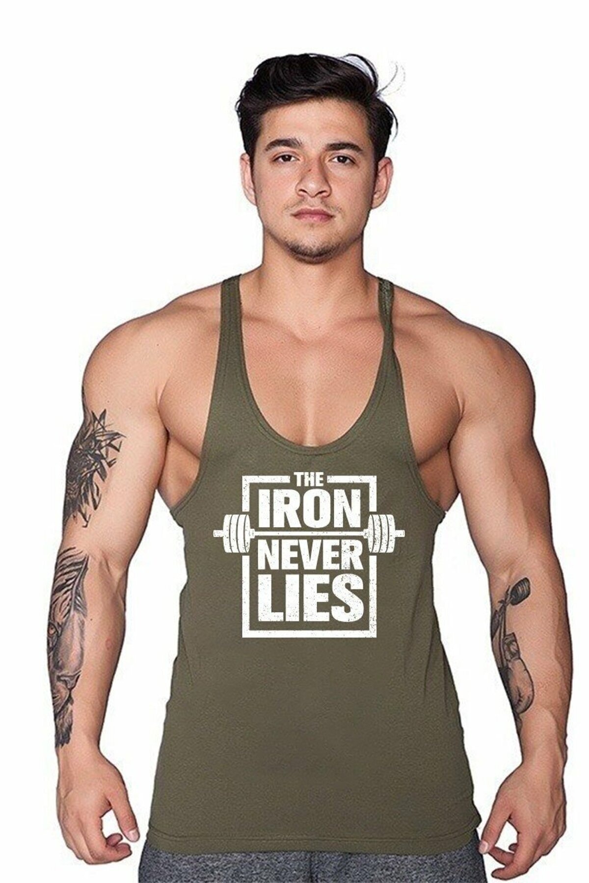 Supplementler Erkek Yeşil Iron Never Lies Fitness Atleti