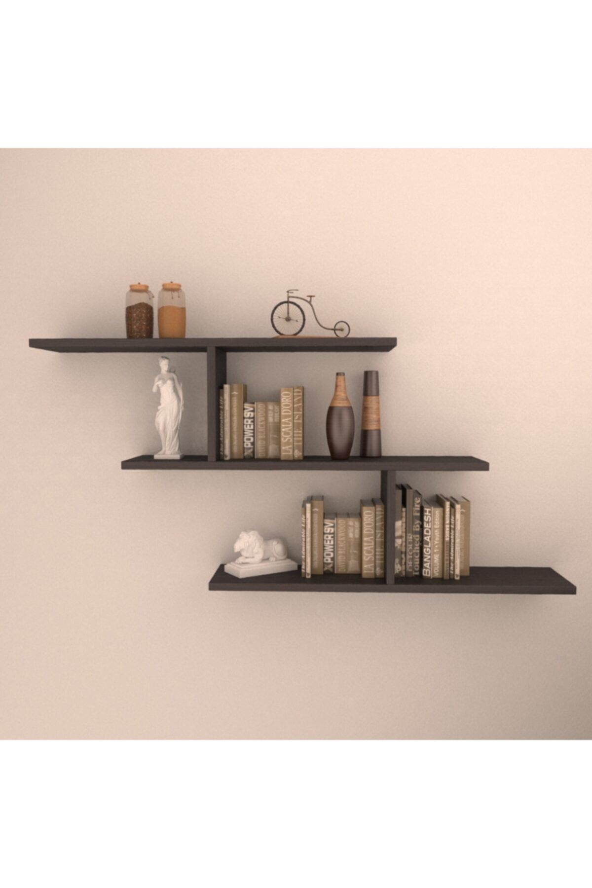 RAFKESTİR Wenge Mat Lima Gizli Bağlantılı Duvar Rafı