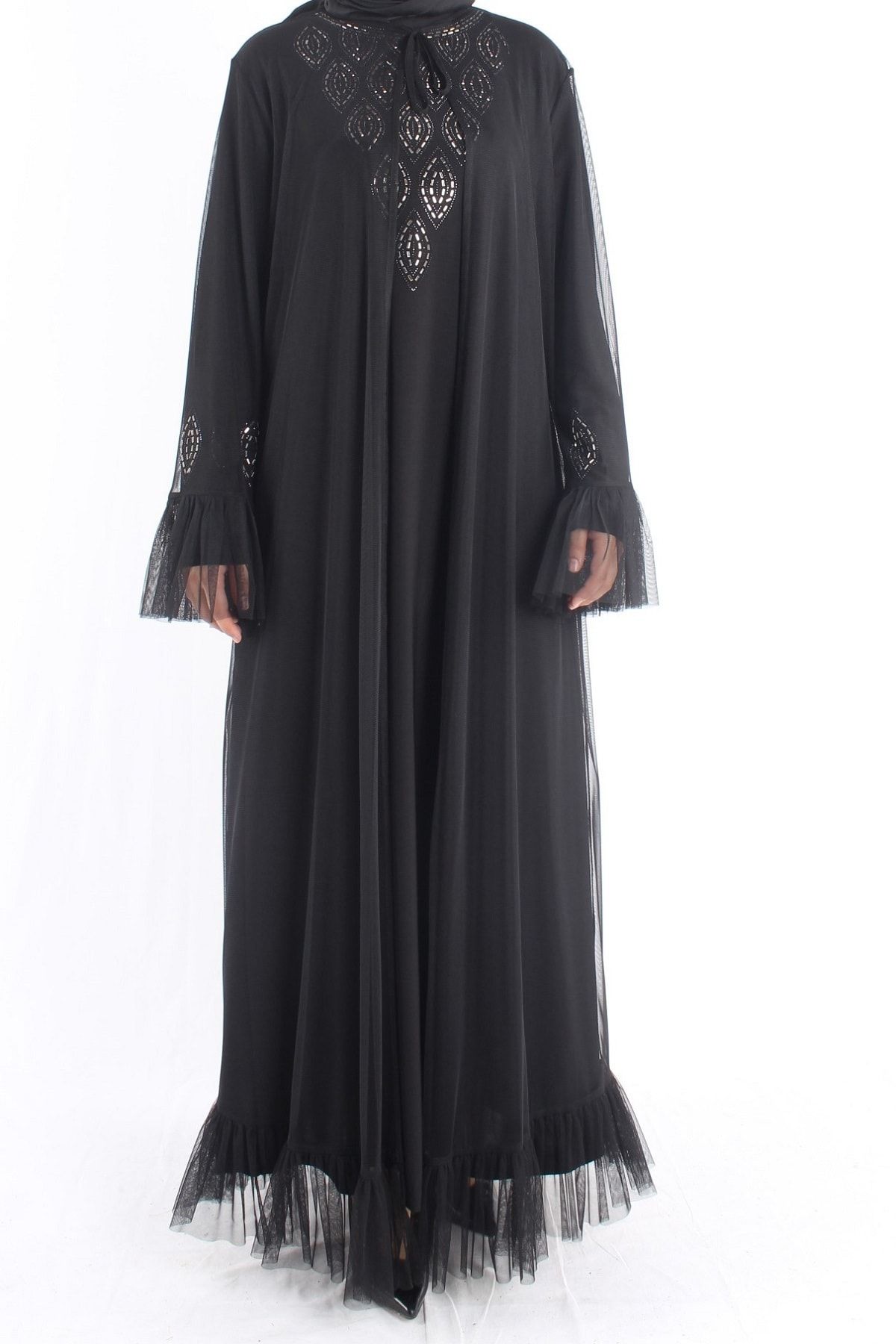 Moda İldem Siyah Taş Detaylı Abiye