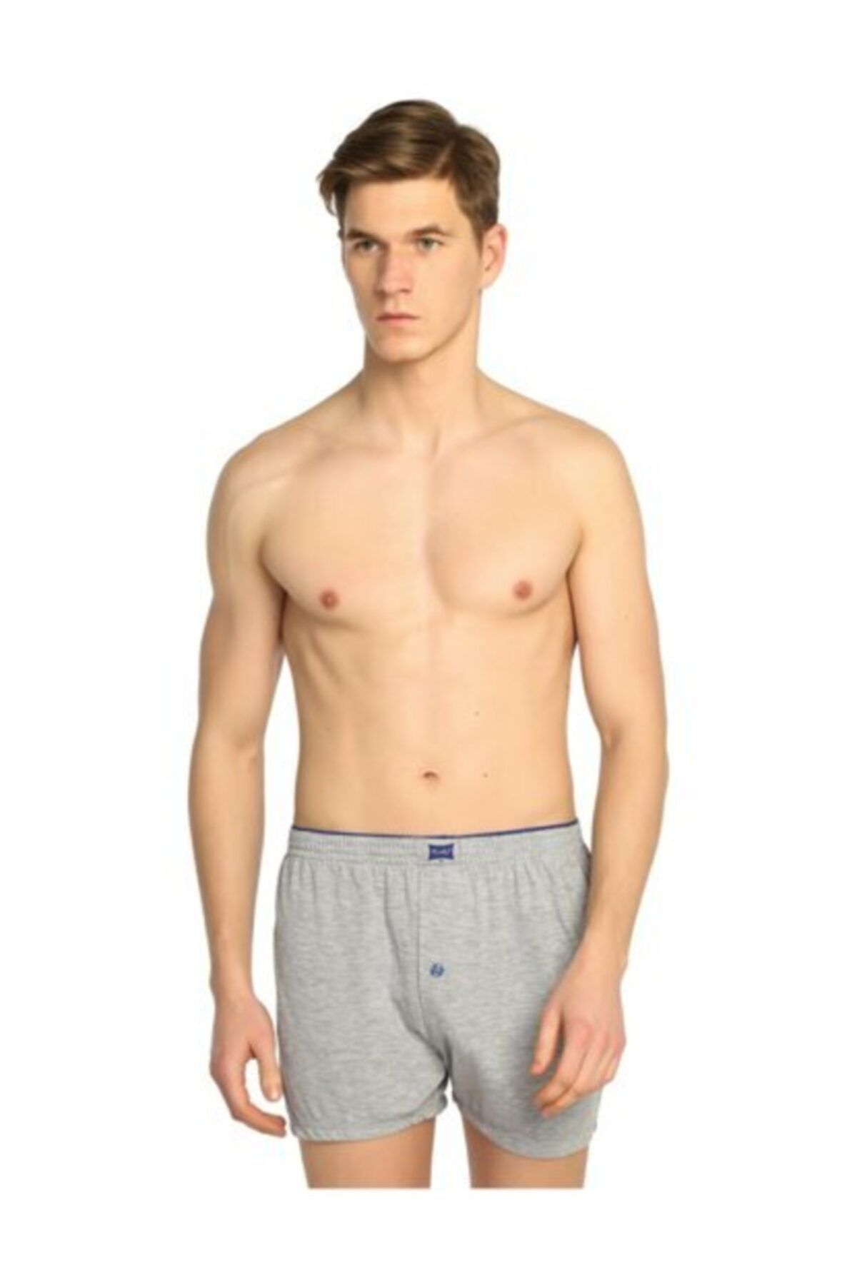 Tutku Erkek Gri Renk Penye Düğmeli Boxer
