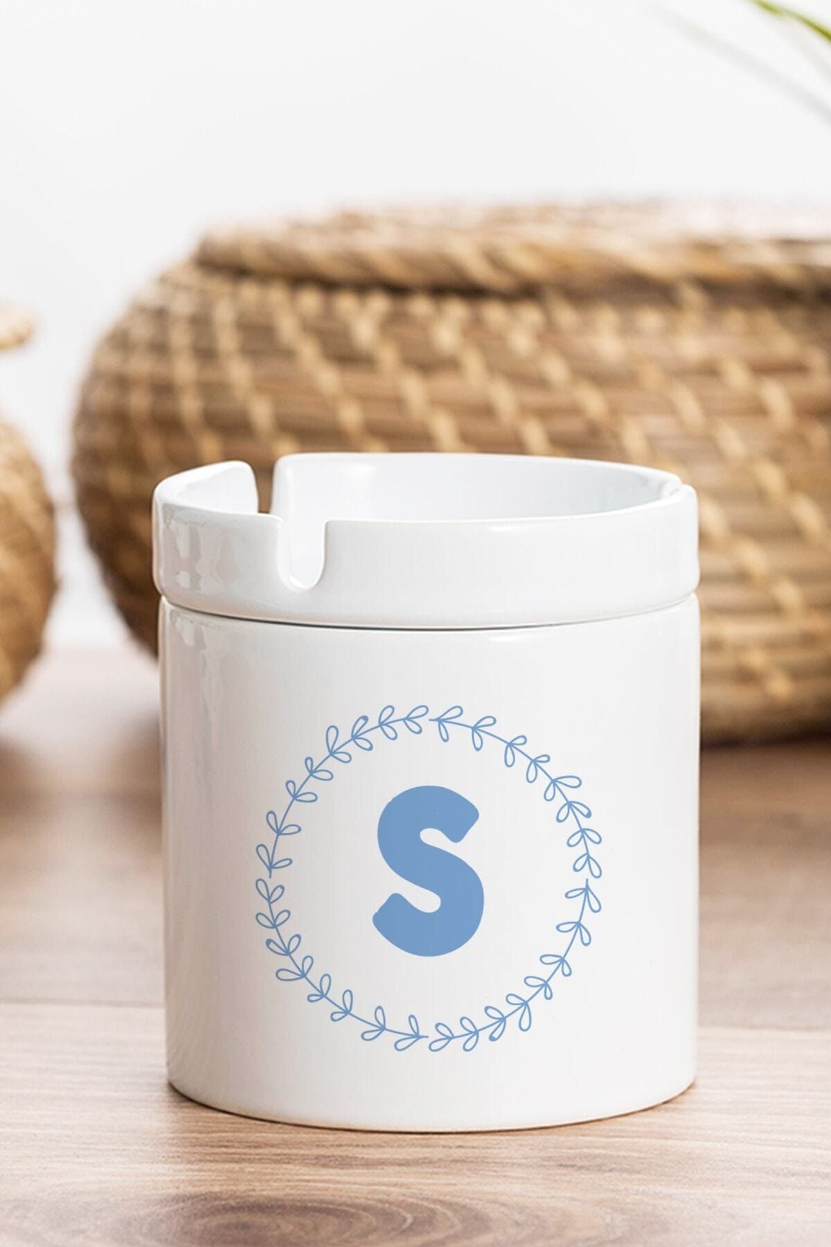 GiftStore S Harfi Mavi Çerçeveli Kül Tablası