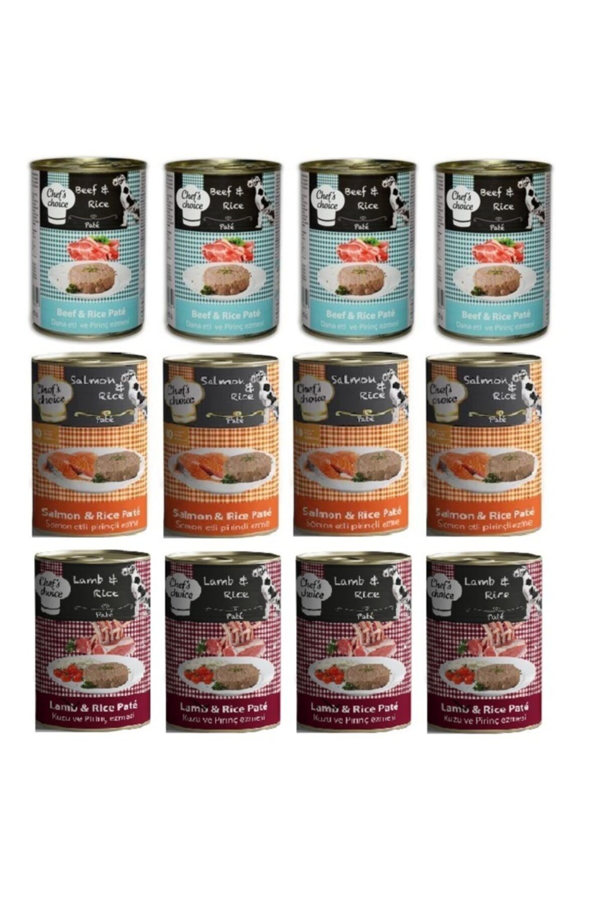 Chefs Choice 3 Çeşit Karma Tahılsız Köpek Konserve Ezme 400 gr x 12 Adet