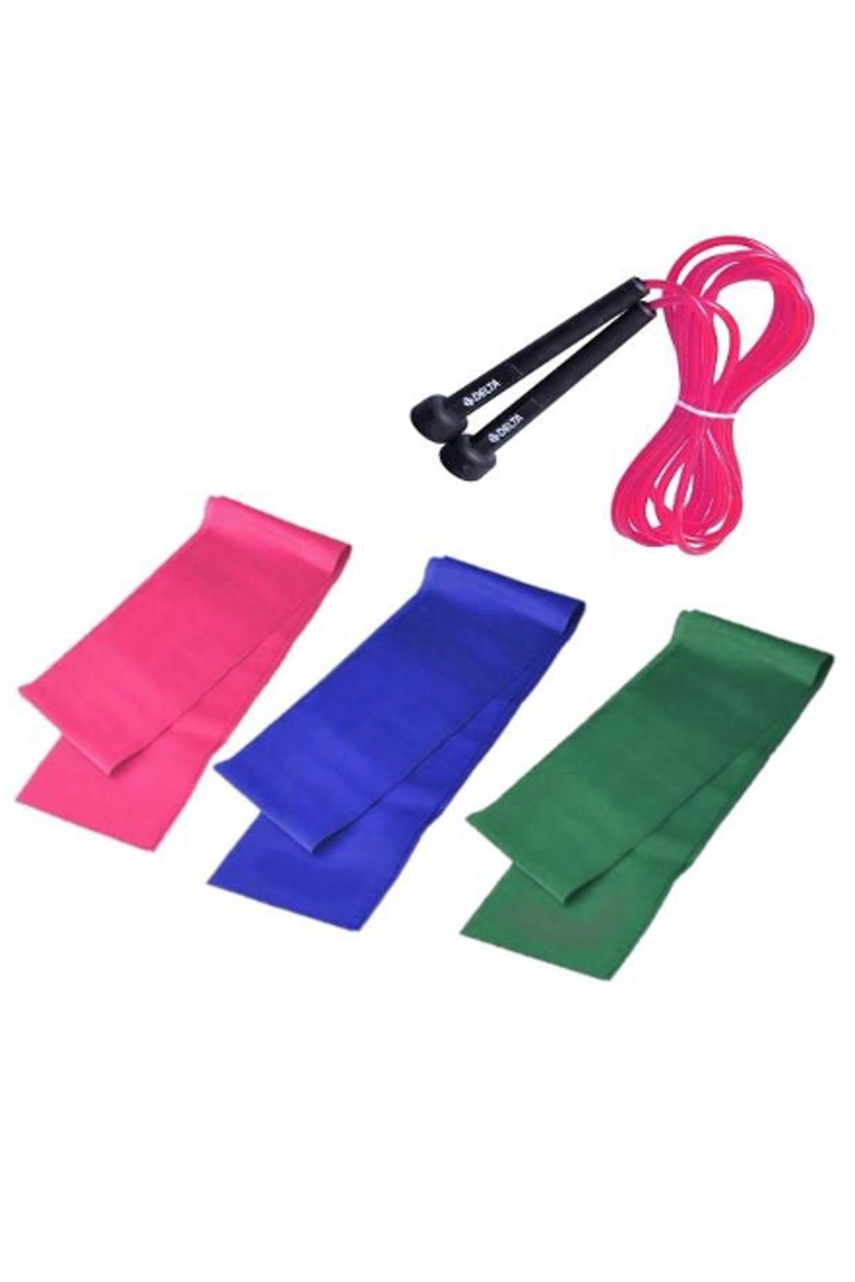 Delta 120 x 15 cm 3 'lü Pilates Bandı Lastiği Atlama İpi 4'lü Set