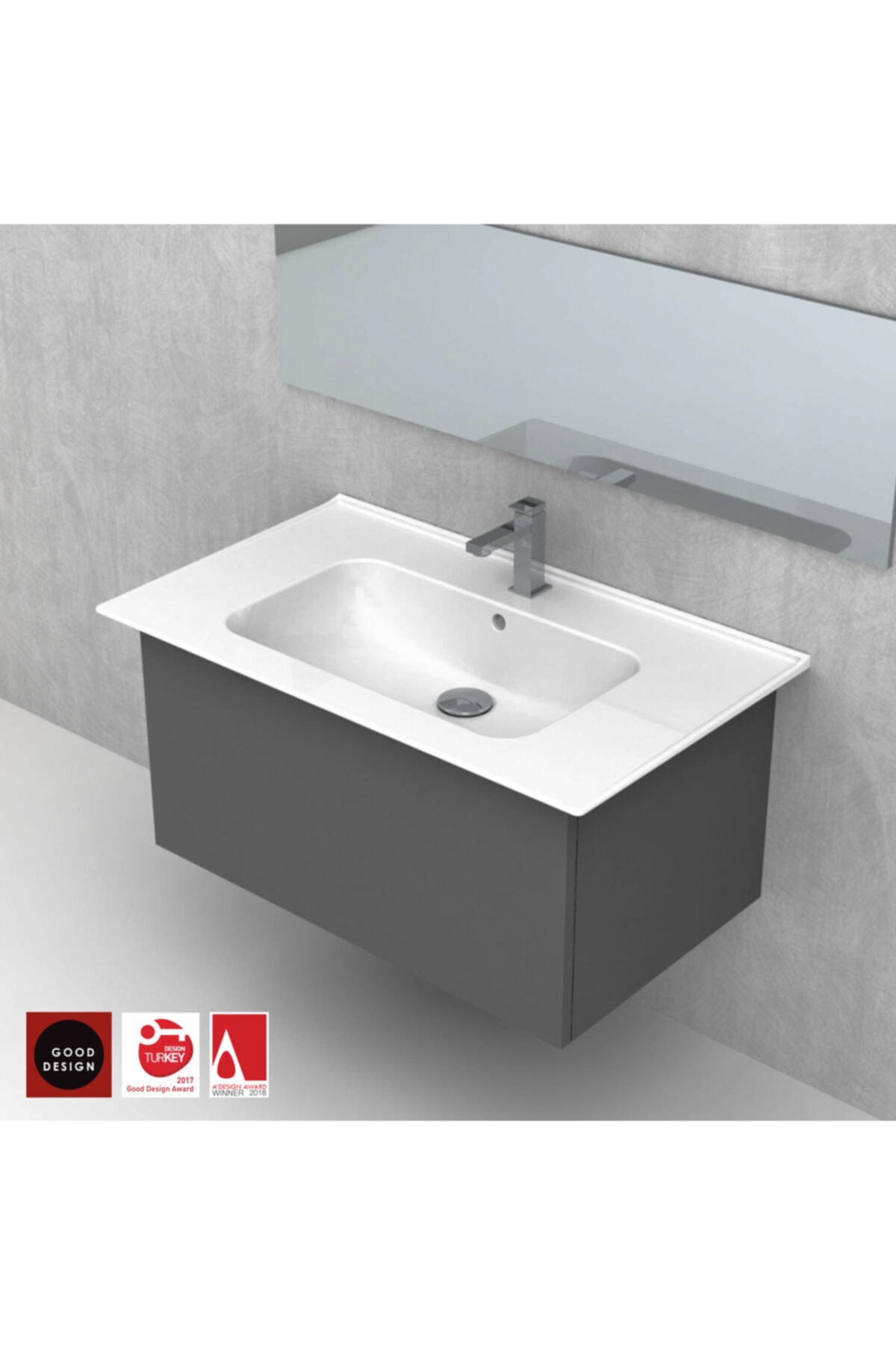TURKUAZ Cerastyle Blue Etajer Uyumlu (damlalıklı) Lavabo 50*36 Cm