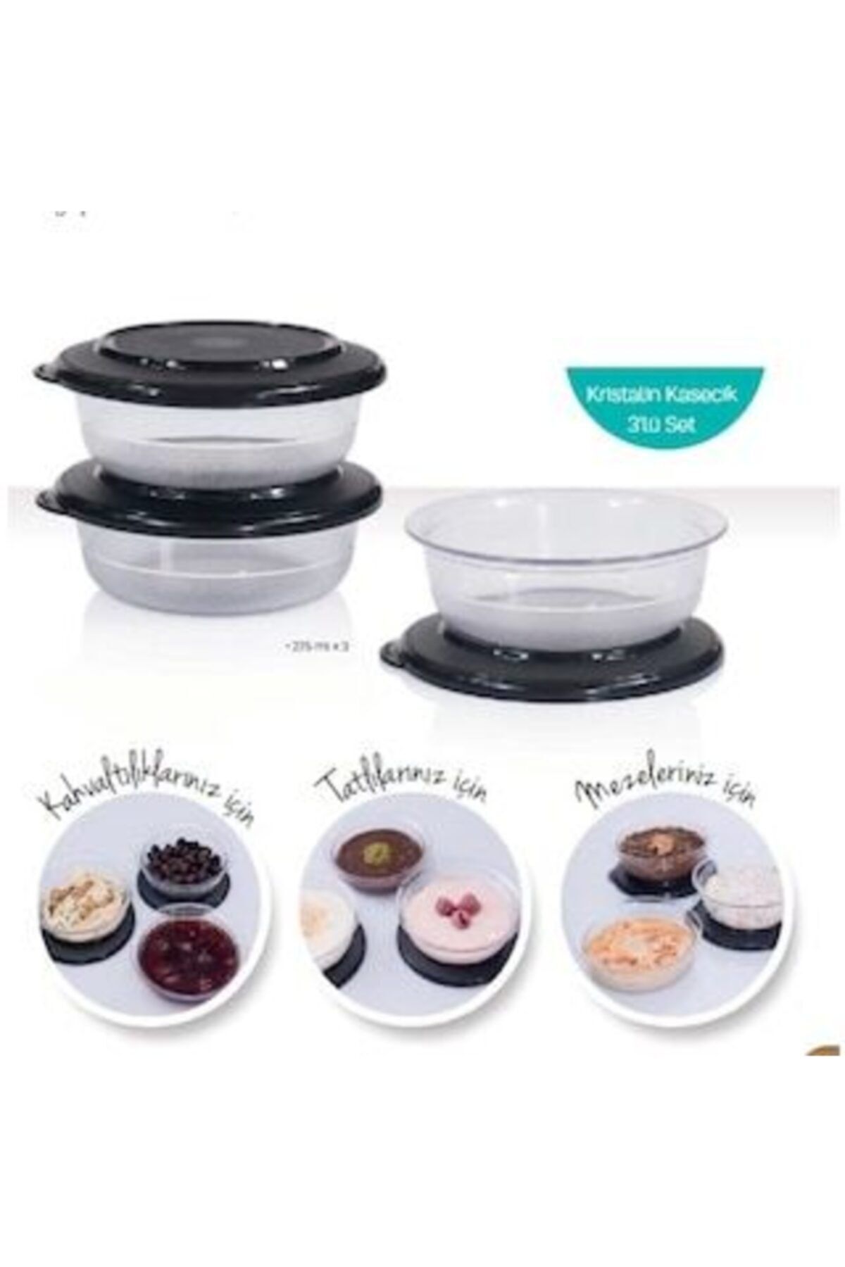 Tupperware Kristalin Siyah Kapak Kasecik 275ml