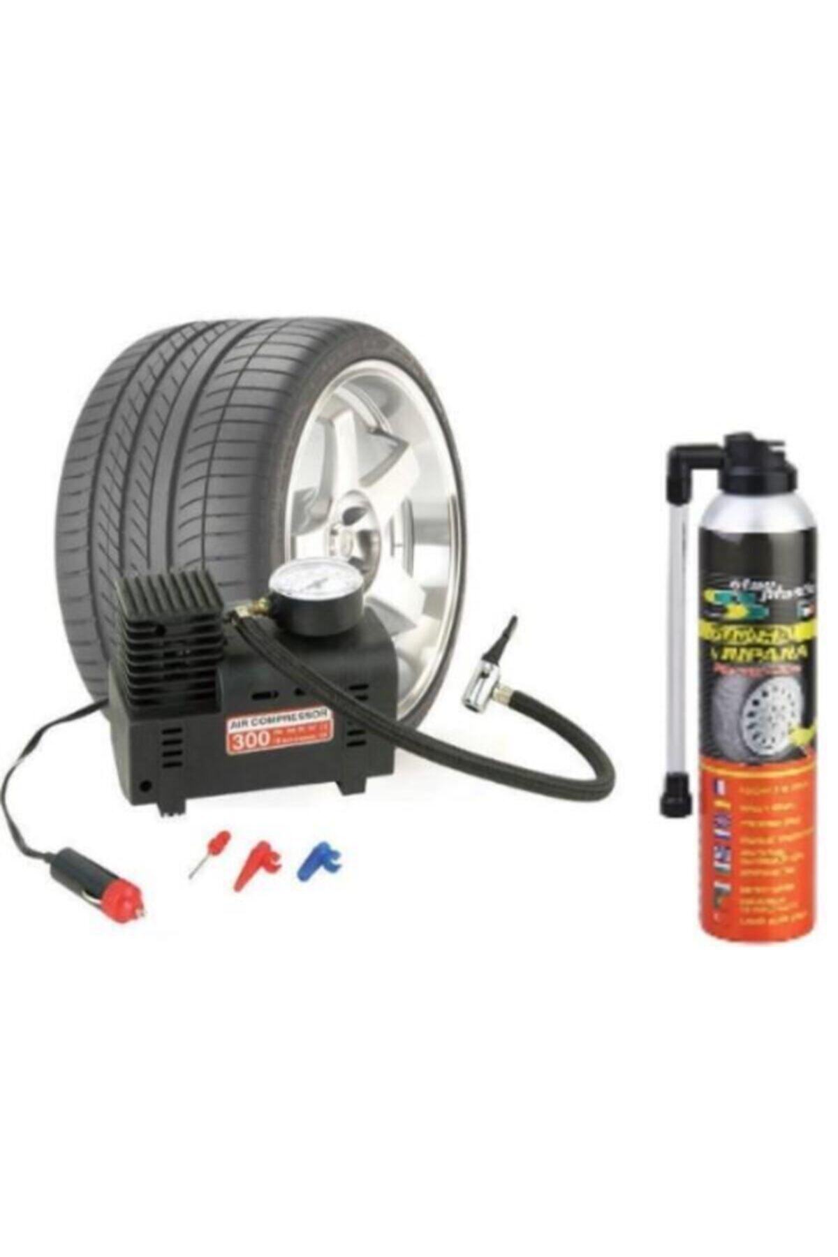 Carub 300 Psi Lastik Hava Kompresörü + 300ml Lastik Tamir Köpüğü