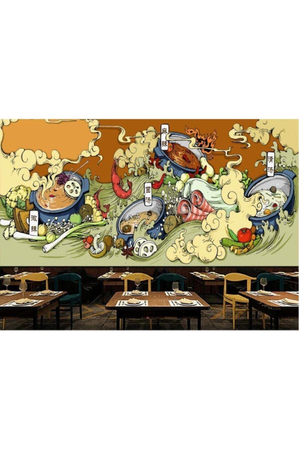 Renkli Duvarlar Renkli Yemek Graffiti Özel Tasarım Duvar Kağıdı 5.00x2.70