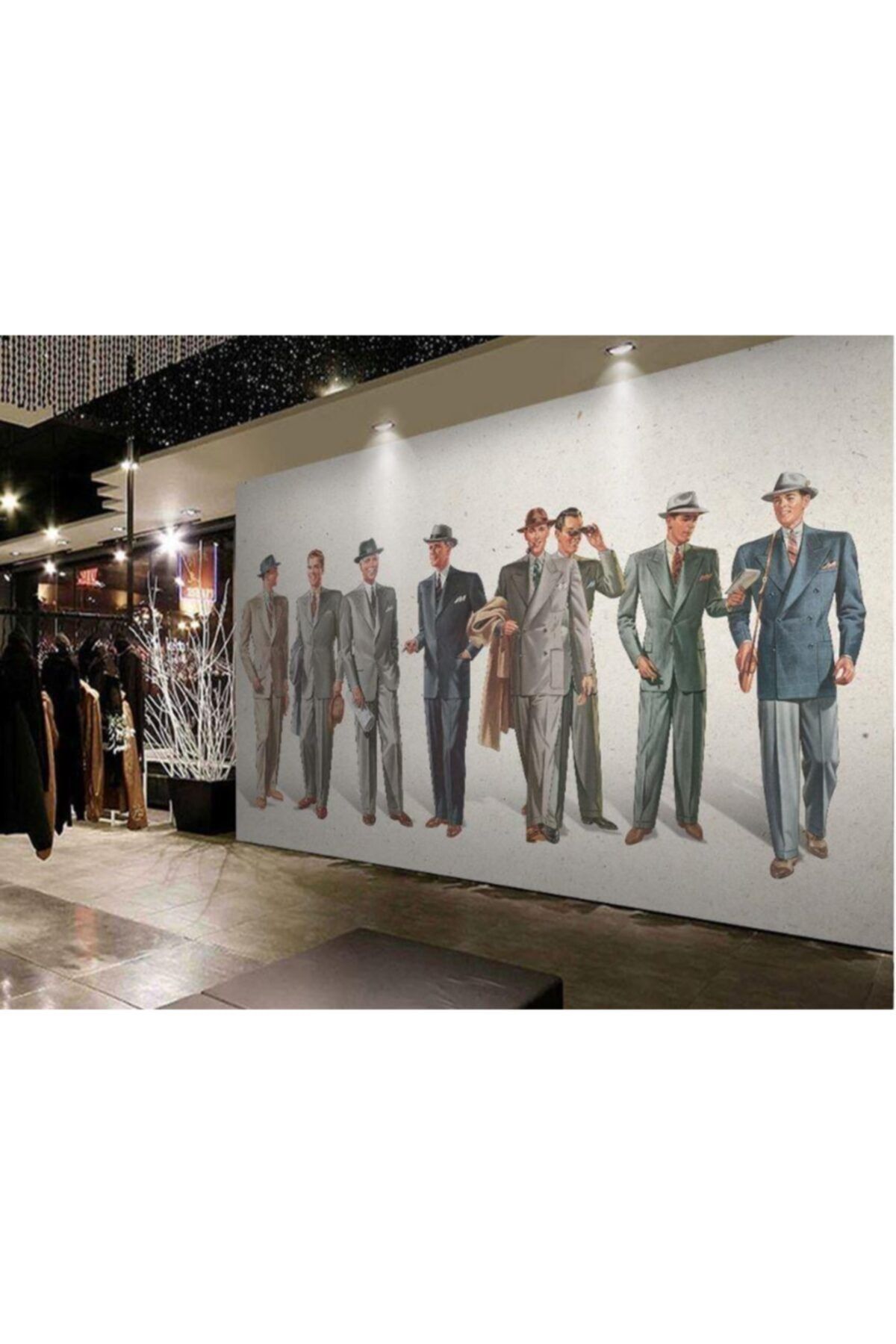 Renkli Duvarlar Takım Elbiseli Erkek Moda Özel Tasarım Duvar Kağıdı 4.50x2.50
