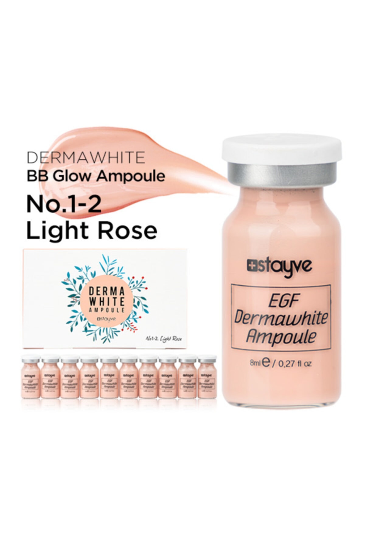 ALYA SİMİN Stayve Bb No1-2 Light Rose Glow Meso Kalıcı Fondöten Tekli Flakon 8ml