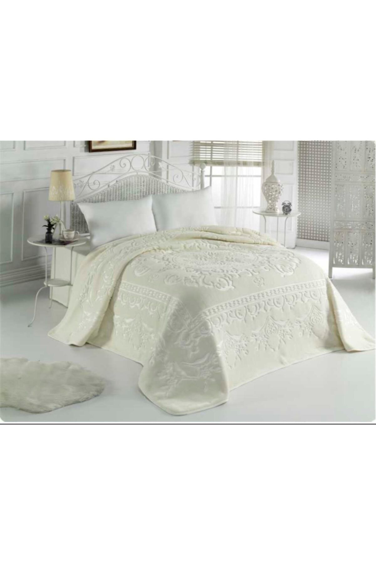 MİNK Sense Lüks Goldvizon Battal Boy Battaniye 520fildişi 220x240 &hem Battaniye & Hem Yatak Örtüsü&