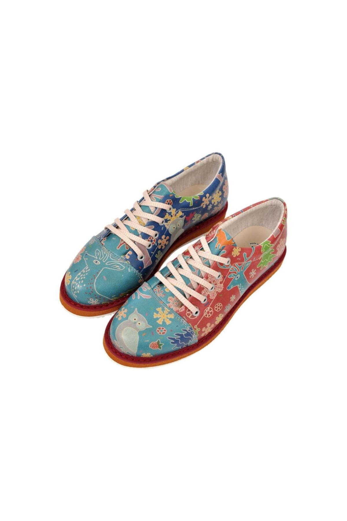 Dogo Owl Deer Fox / Tasarım Baskılı Vegan / Broke-s Kadin Ayakkabi