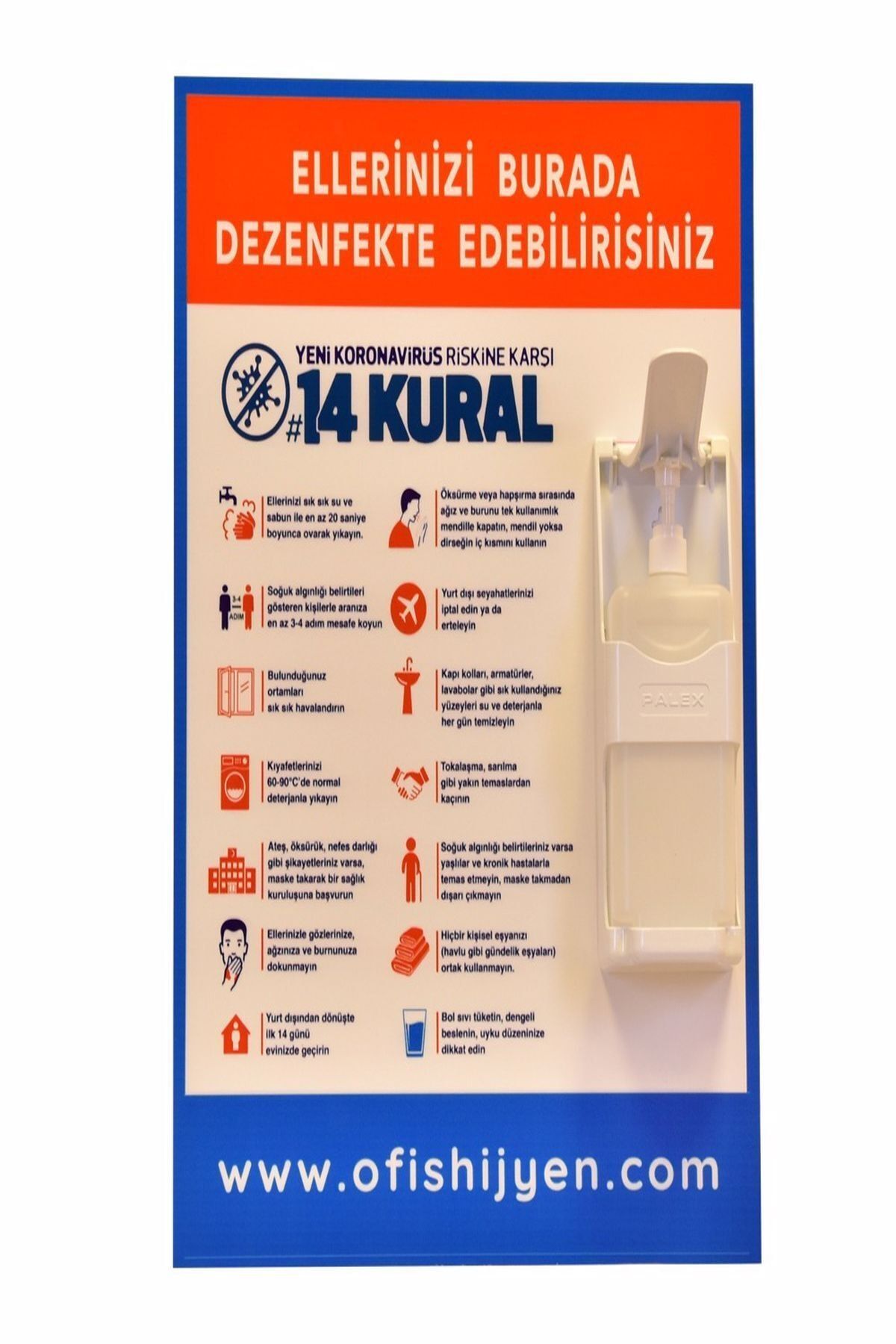 Ofis Hijyen Duvar Tipi Dezenfektan Standı