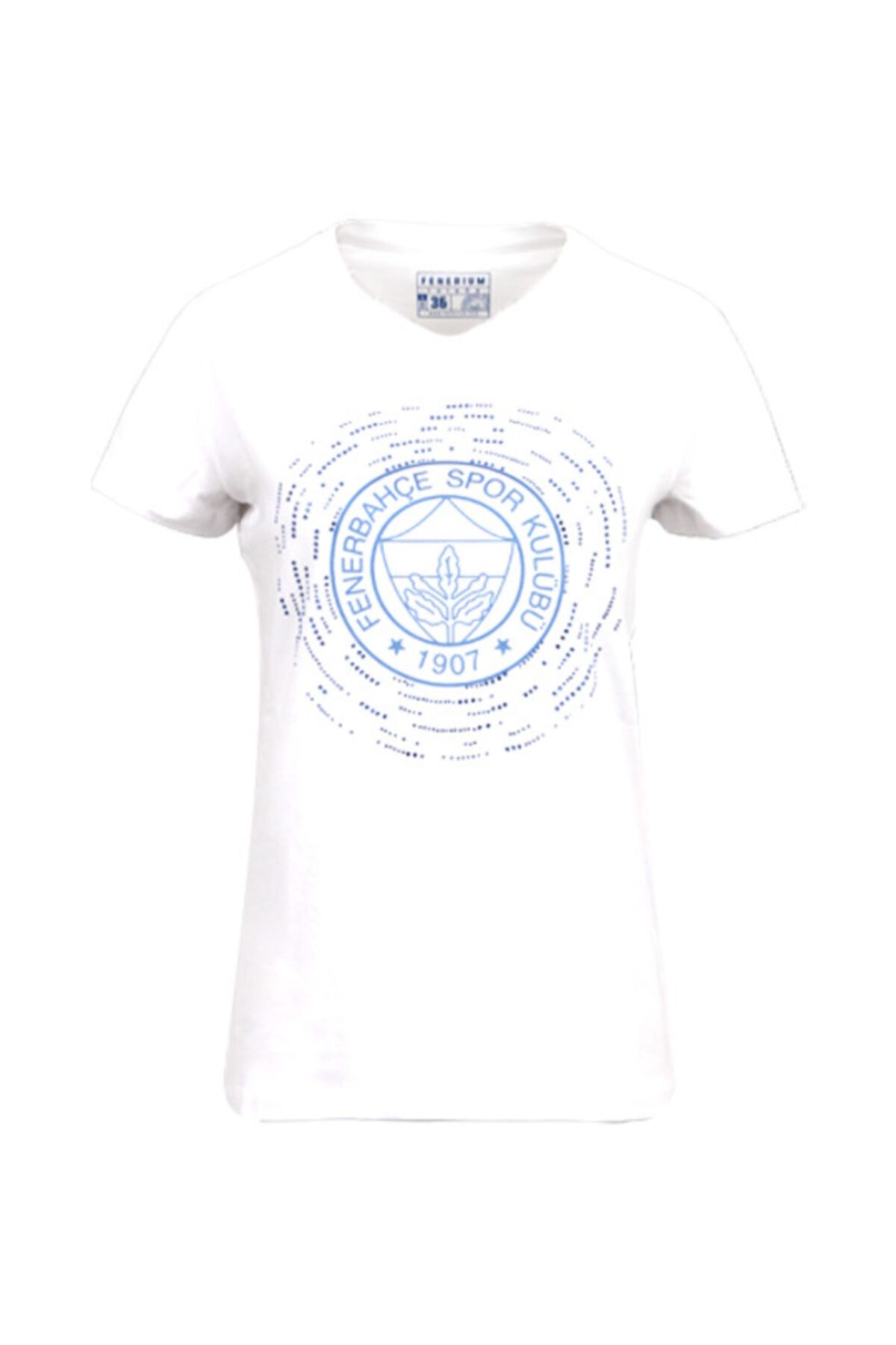 Fenerbahçe Kadın Beyaz Tribün Taşlı T-shirt