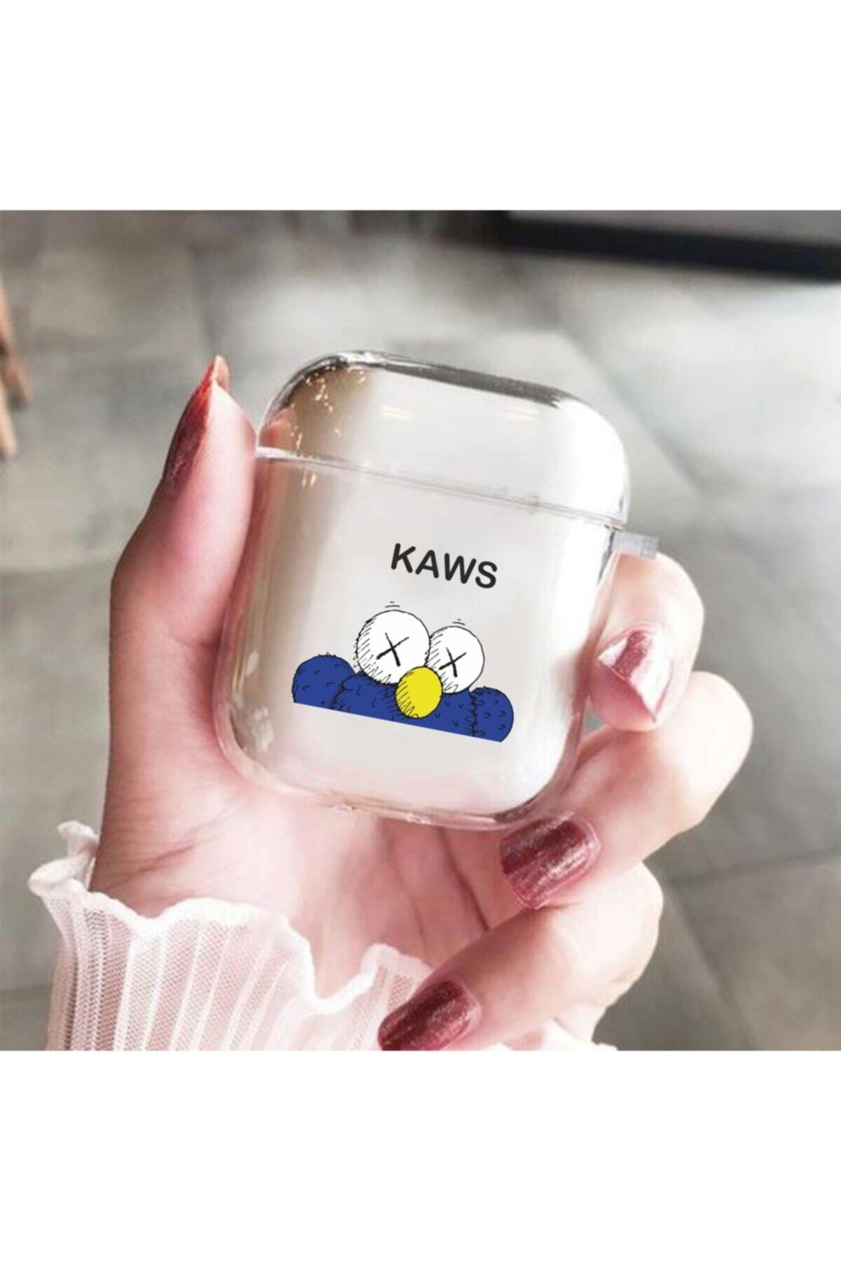mooodcase Airpods Uyumlu Kaws Drawing Desenli Şeffaf  Premium Silikonlu Kılıfı