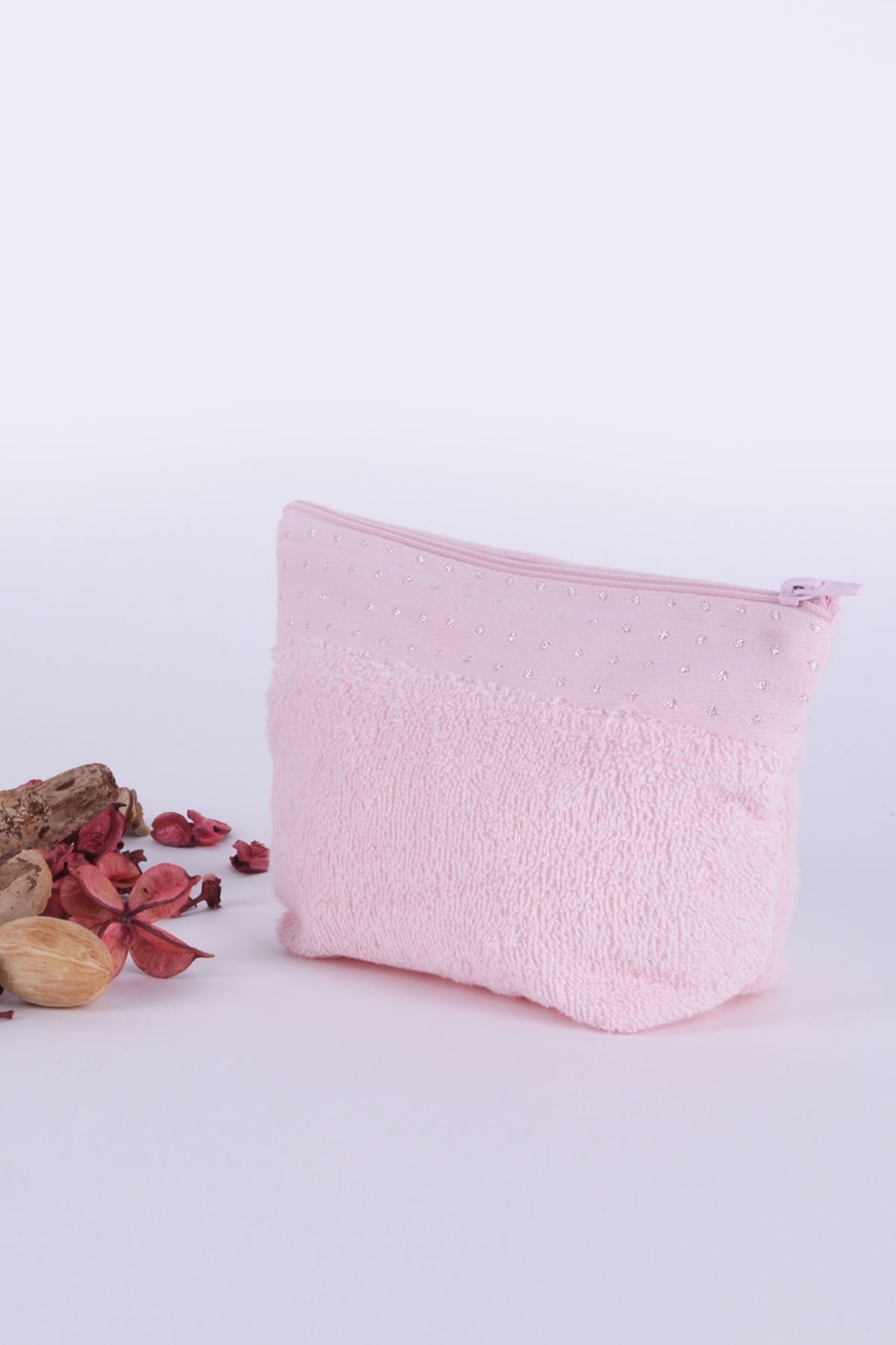 Baveno Kadın Pembe Havlu Makyaj Seyahat Kozmetik Bakım Çantası