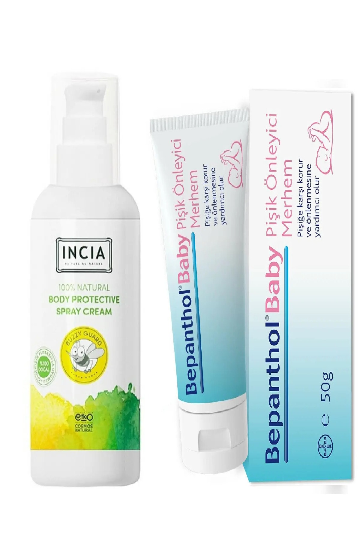 Bepanthol Baby Pişik Önleyici Merhem 50 Gr + Incia Organik Sinek Kovucu - Vücut Koruyucu Sprey 100 Ml