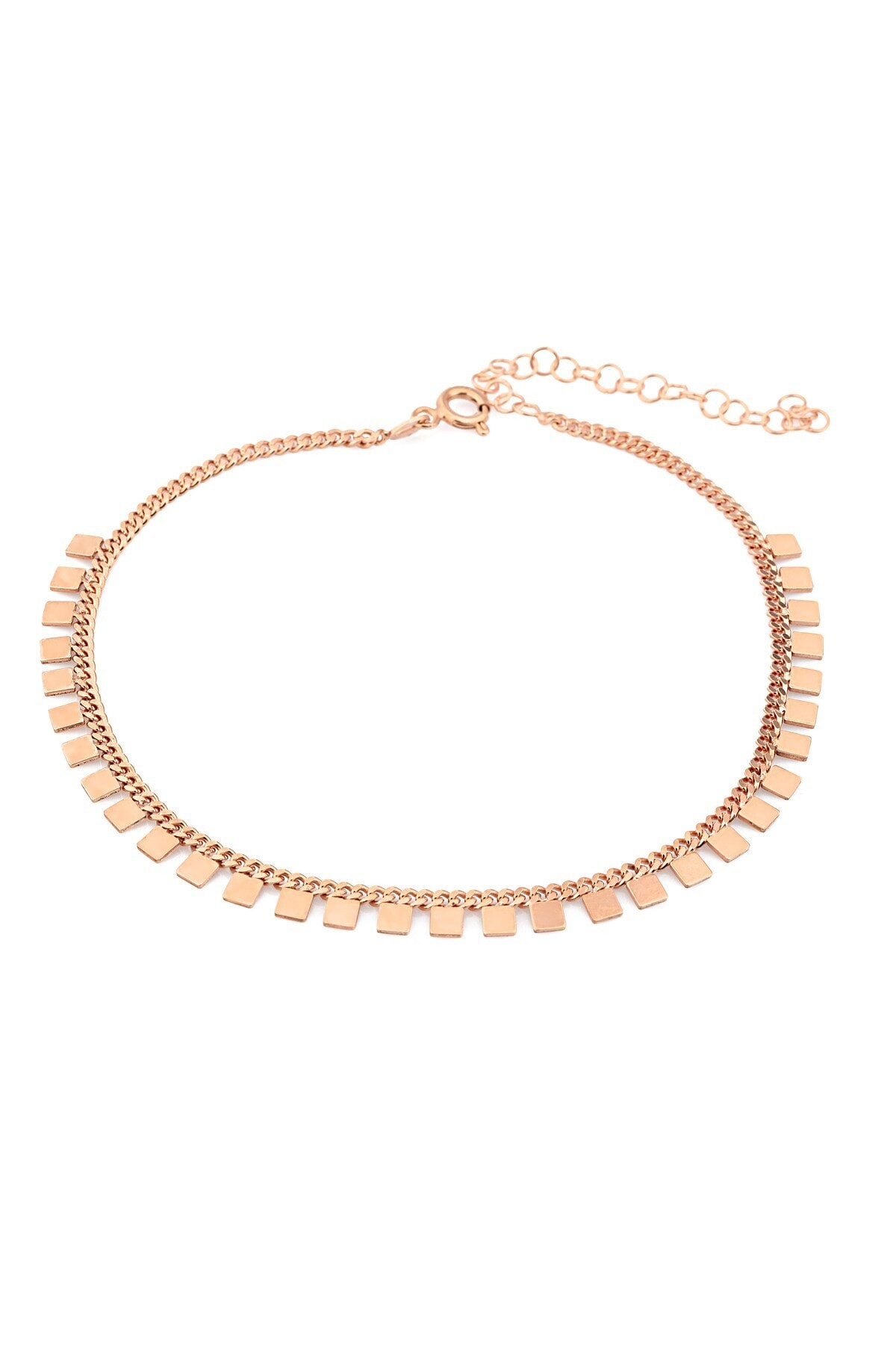 MySilvers Kadın Rose Kare Pullu Gümüş Halhal