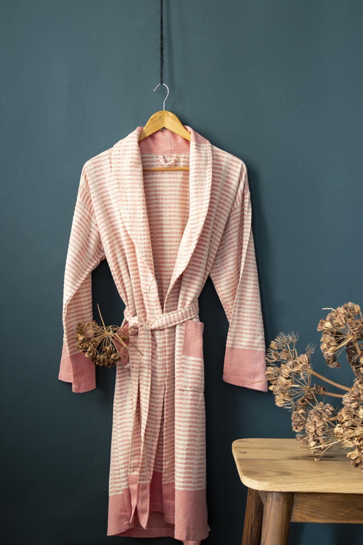İssimo Home Azteck Pestemal Bornoz %100 Pamuk Woman Mercan S/m