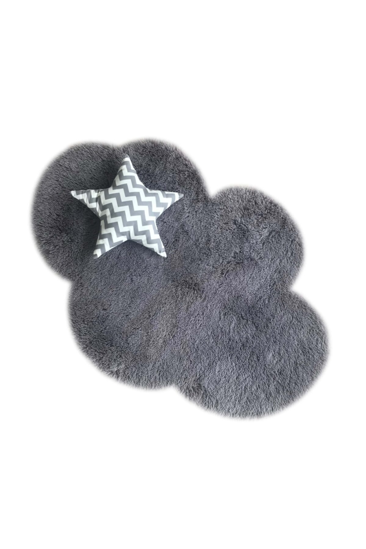 PureModule Gri Bulut Peluş Halı