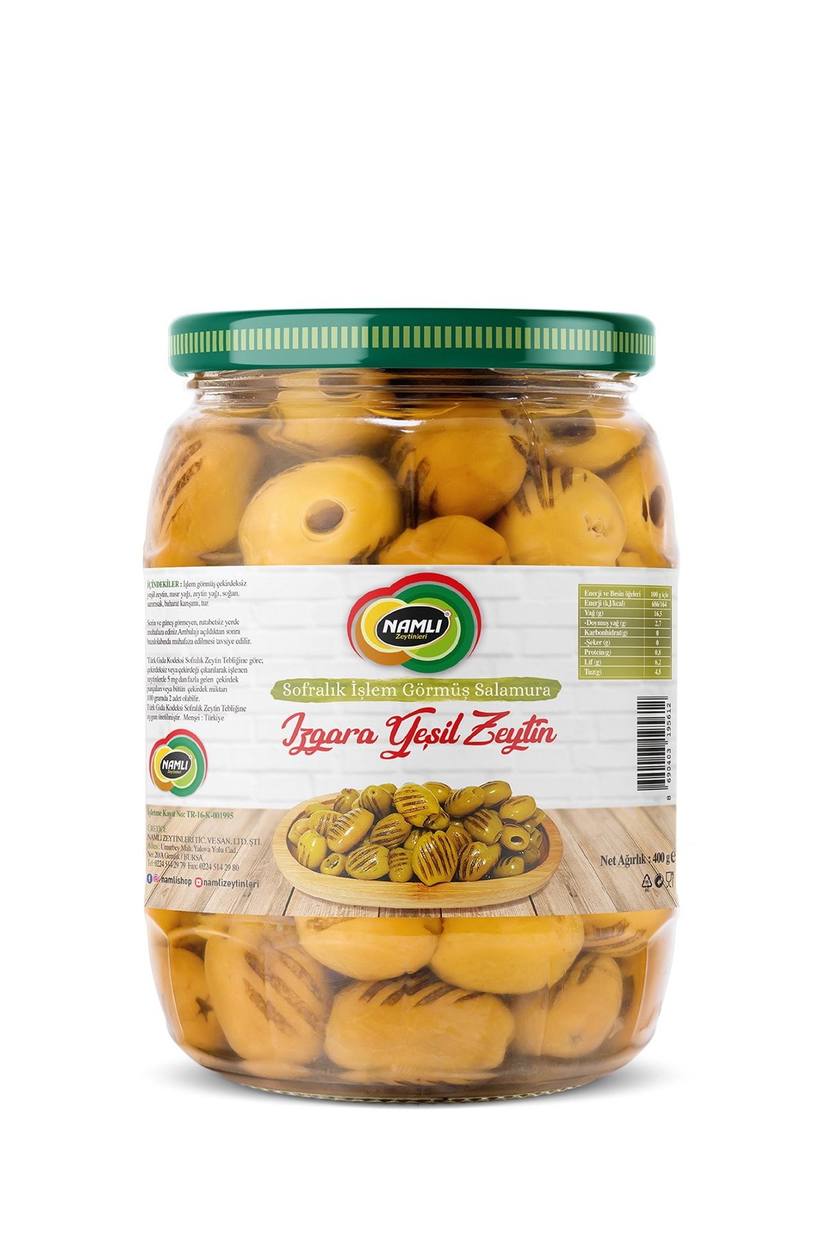 Namlı Zeytinleri Izgara Yeşil Zeytin - 400 G