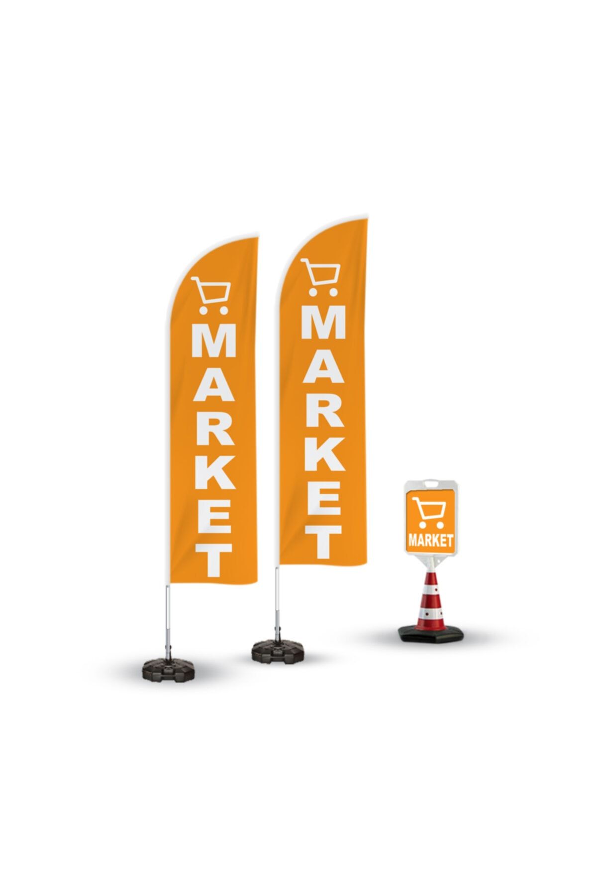 Kivireklam Market Temalı  2 Adet Yelken Bayrak,1 Adet Reklam Duba Paketi