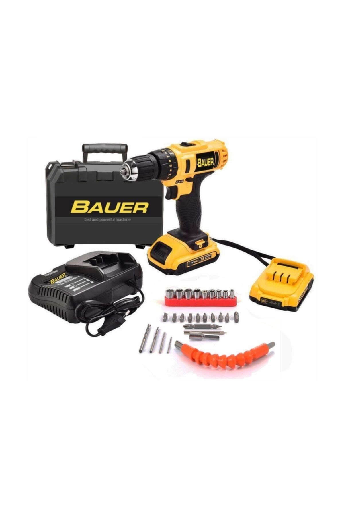 BAUER Power Tools 20 Volt 5.0 Amper Darbeli Çift Akülü 27 Parça Uc Setili Şarjlı Vidalama Matkap