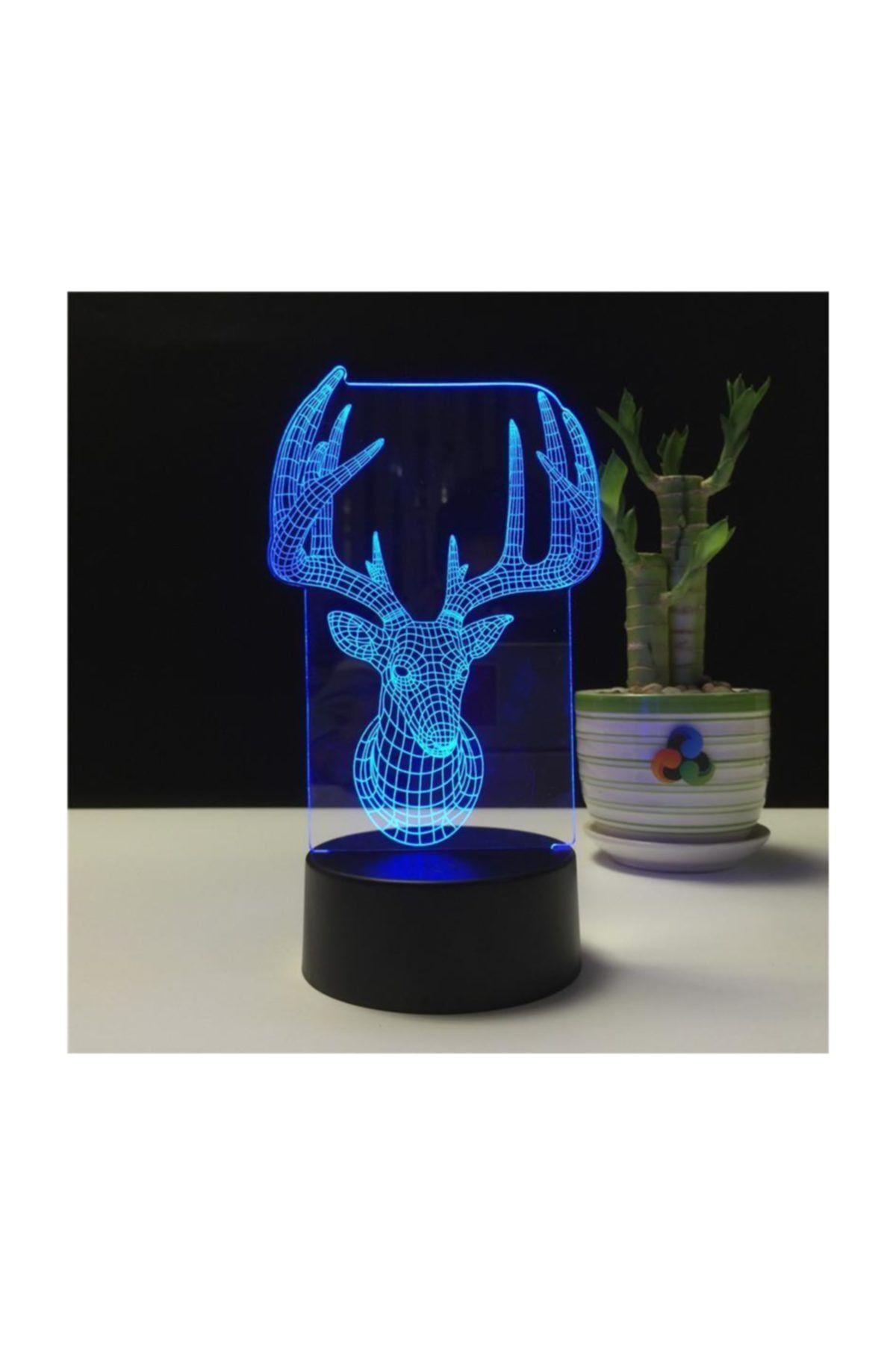 Gplus GL06P Kumandalı 3 Boyutlu LED Gece Lambası Geyik Kafası