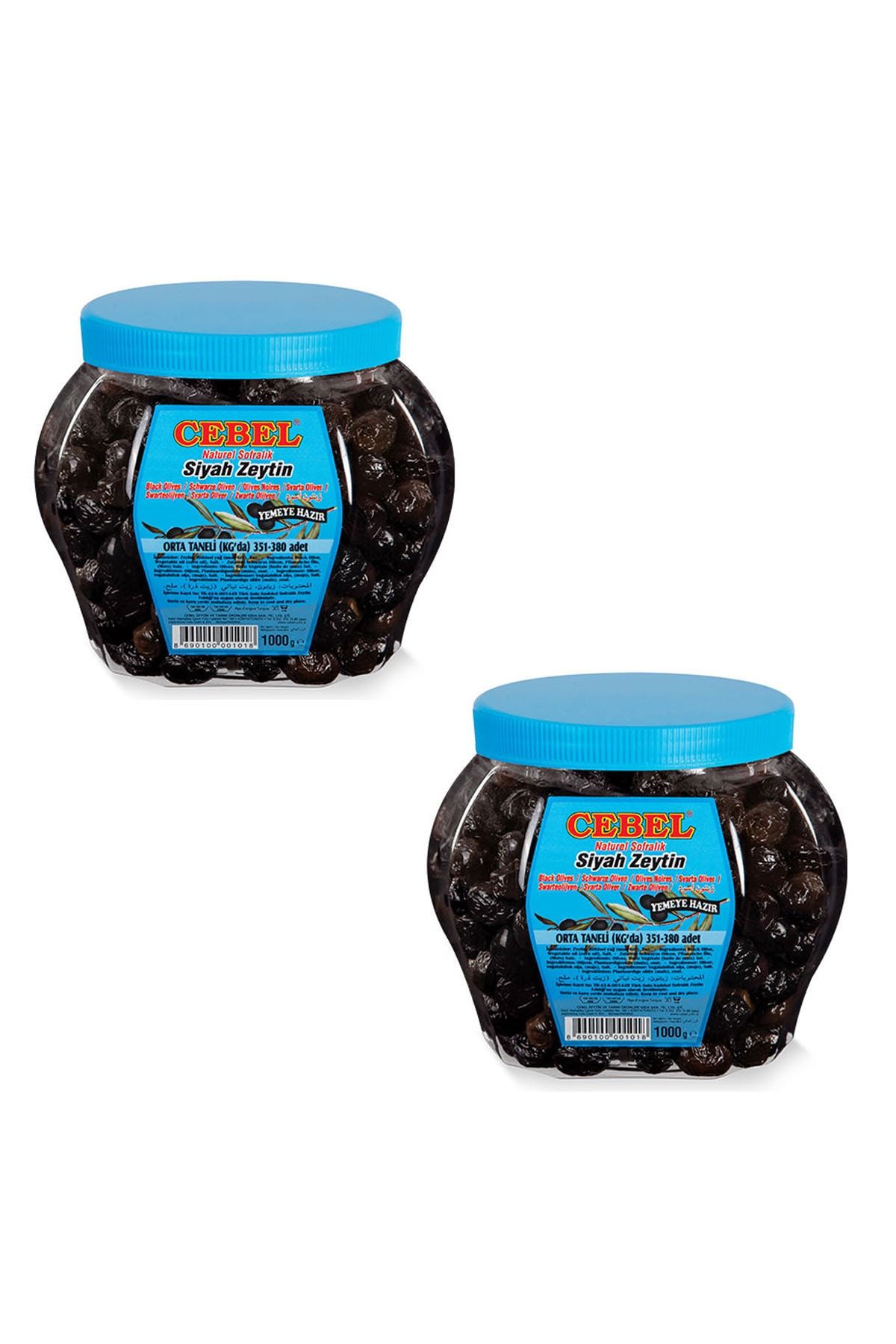 Cebel 2li Fırsat Paketi 2 Adet Siyah Zeytin Orta Taneli 1000 Gr.