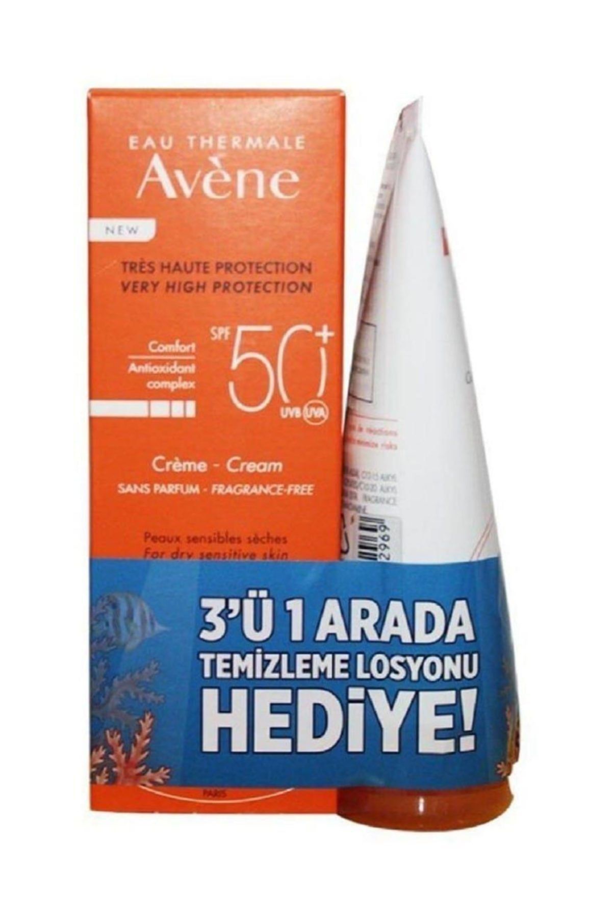 Avene Cream Spf 50 + 50 ml 3'ü 1 Arada Temizleme Losyonu 100 ml3282779382243