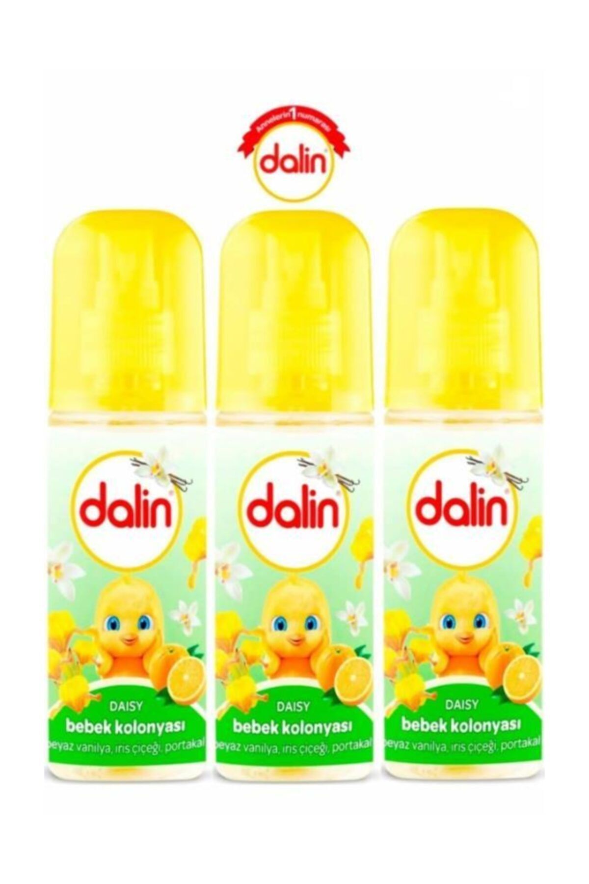 Dalin Bebek Kolonyası 150Ml Daısy 3 Lü Set (Beyaz Vanilya, İris Çiçeği, Portakal)